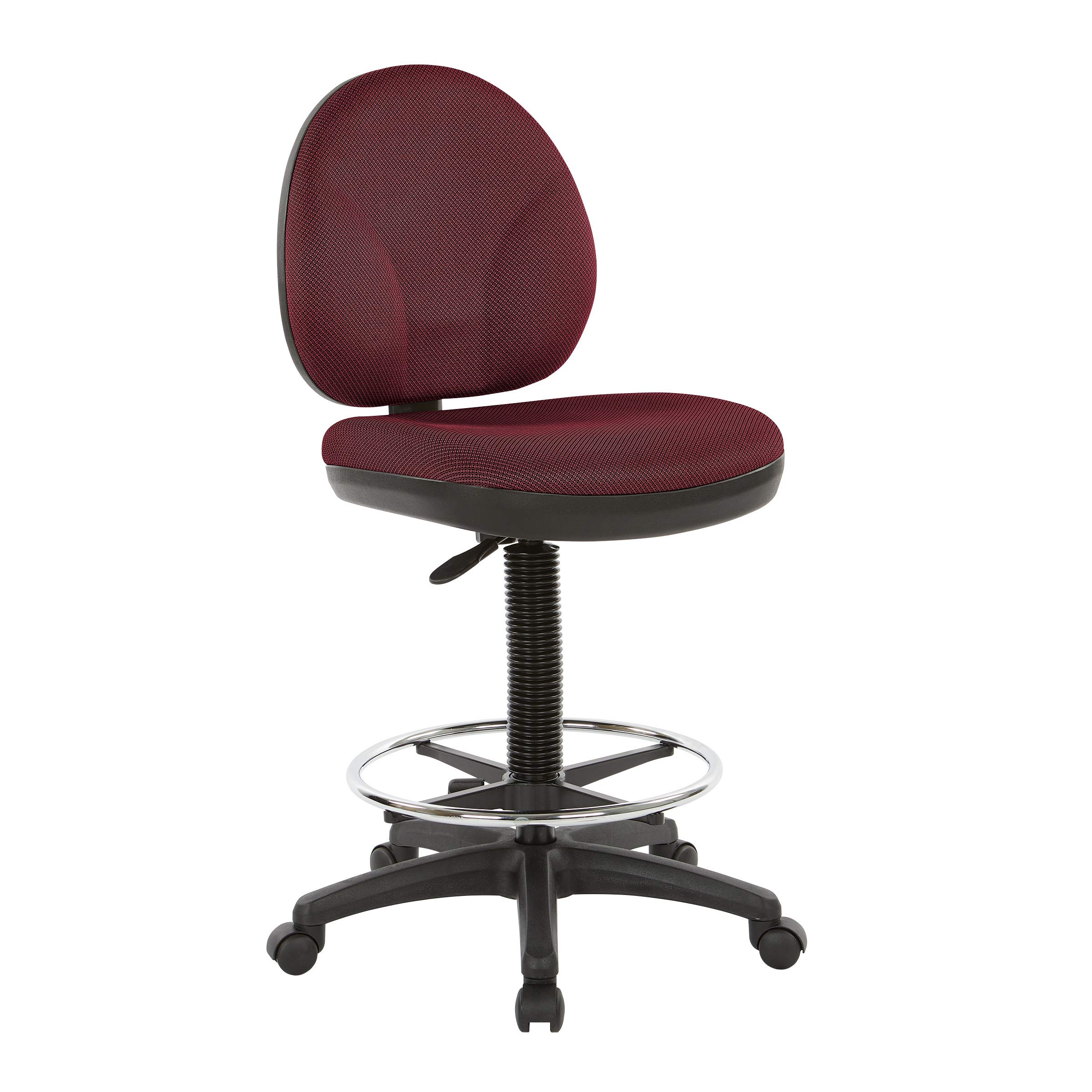 Office Star DC Series Drafting Chair with Sculptured Seat & Back - Ergonomic Office Chair with Built-in Lumbar Support, Adjustable Foot Ring & Diamond Wine Fabric - Perfect for Architects, Engineers & Home Office Workspaces