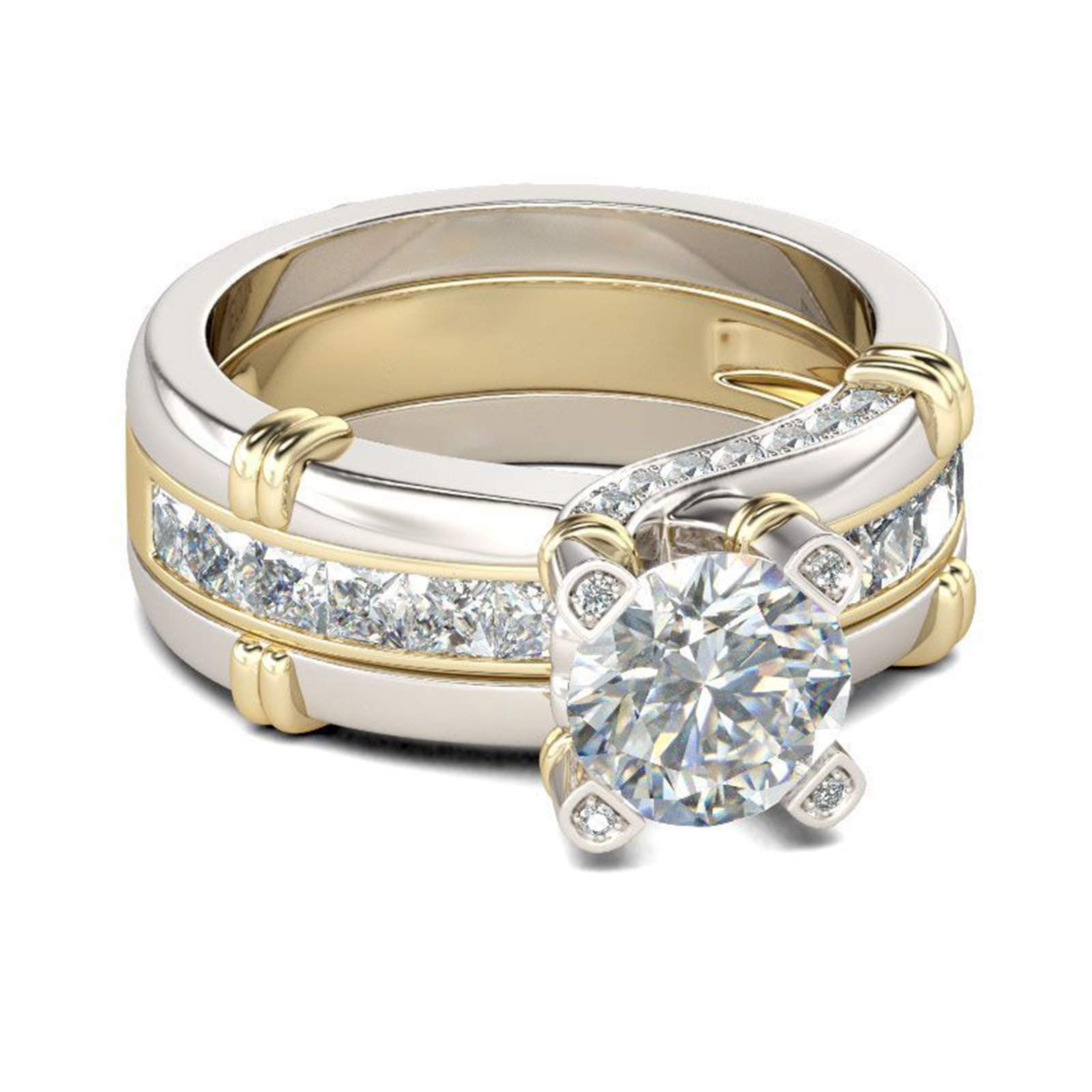 KEERADS Gold Adjustable Zircon Ring Set - 1 Ring 2 Styles, Fashion Jewelry for Women | Perfect for Parties, Weddings & Everyday Wear