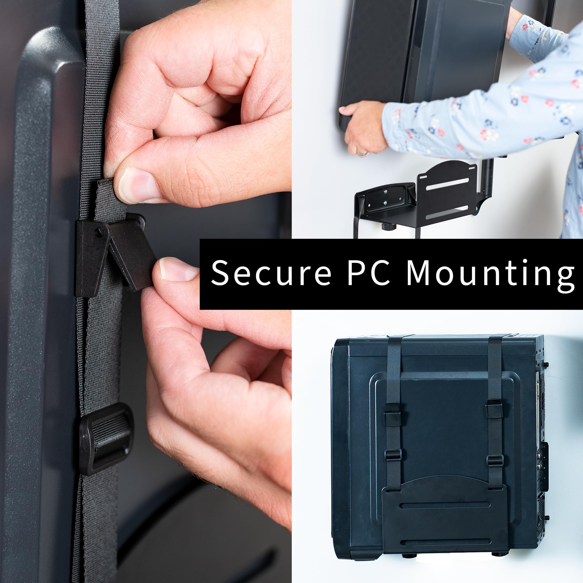 VIVO Black Sit-Stand Height Adjustable Pneumatic Spring Arm Monitor Mount for 1 Screen up to 32 inches - Ergonomic Keyboard & CPU Wall Mount - Perfect for Home Office, Gaming Setup & Workspace Organization