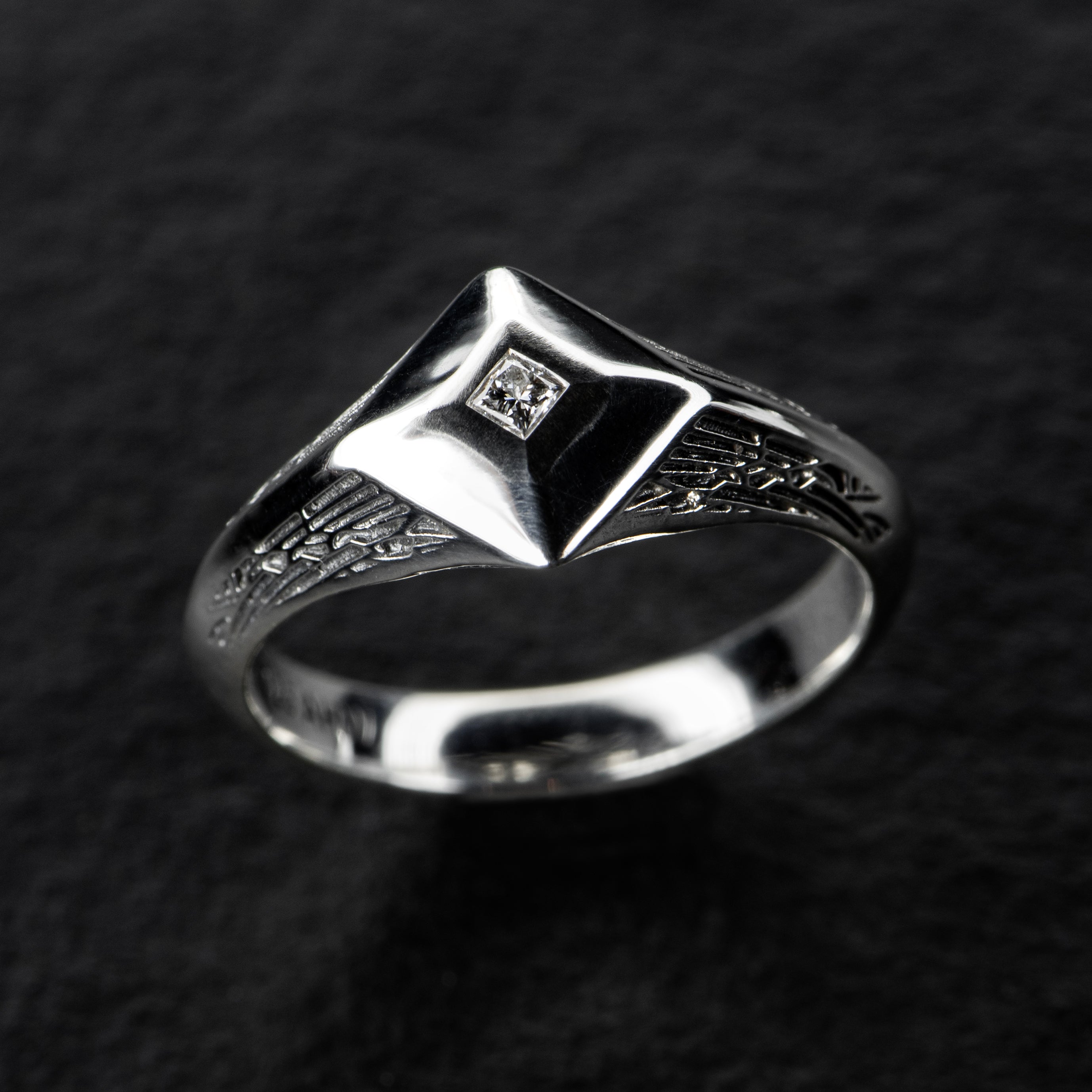 PYRAMIDION Diamond Signet Ring for Men & Women - 14K Gold Plated Luxury Pinky Ring - Perfect for Engagements, Weddings & Everyday Elegance