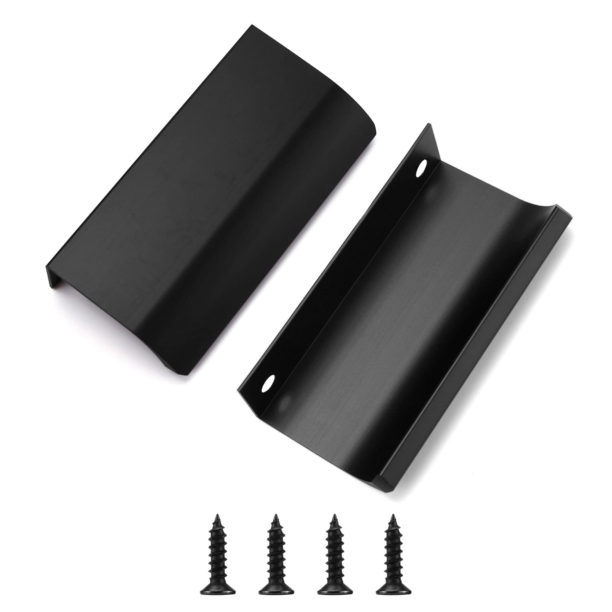10PCS Black Aluminum Hidden Cabinet Pulls for Kitchen & Wardrobe - 80mm/3.2