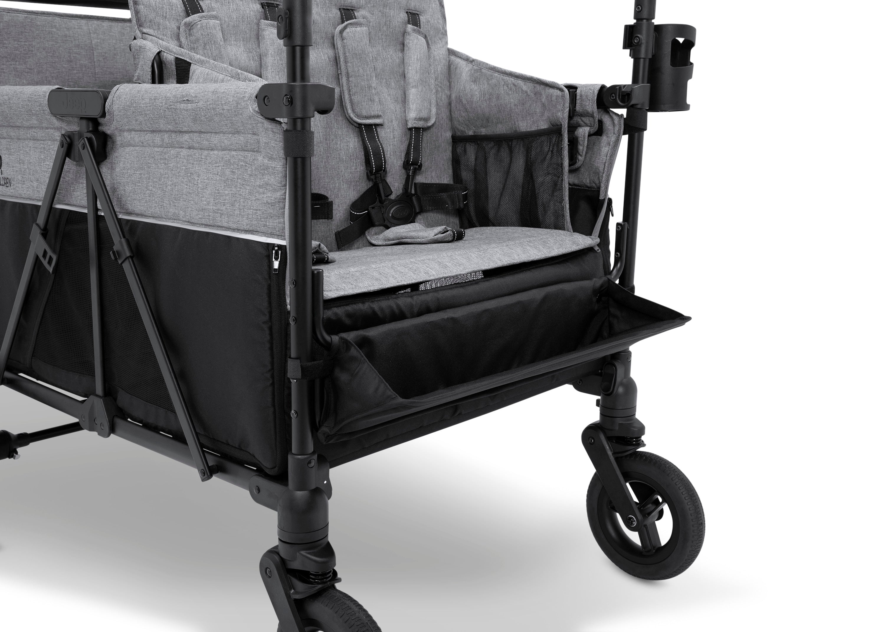 Jeep Wrangler Deluxe 4-Seater Stroller Wagon with Insulated Cooler Bag - Perfect for Family Outings, Beach Trips, and Outdoor Adventures