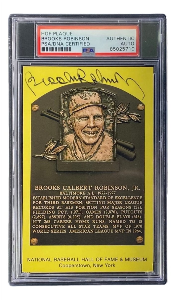 Authentic Brooks Robinson Signed 4x6 Baltimore Orioles HOF Plaque Card with PSA/DNA Certification 85025710 - Perfect for Baseball Memorabilia Collectors and Sports Fans Display