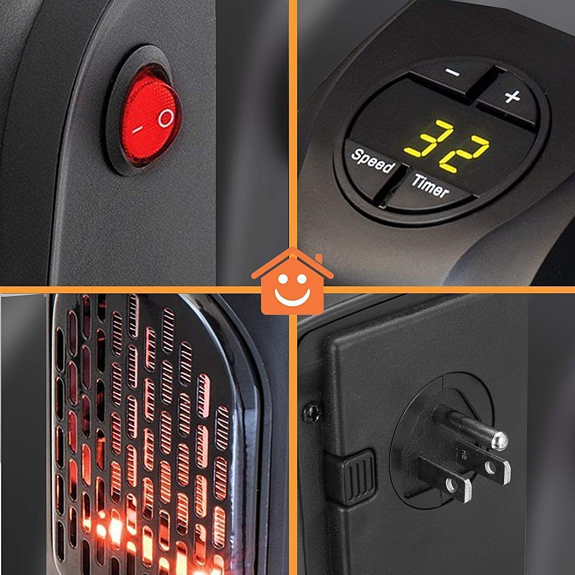 Insta Heater Flame - Portable Electric Space Heater with Adjustable Thermostat, Fast Heating for Home, Office & Indoor Use - Perfect for Winter, Bedroom & Small Rooms