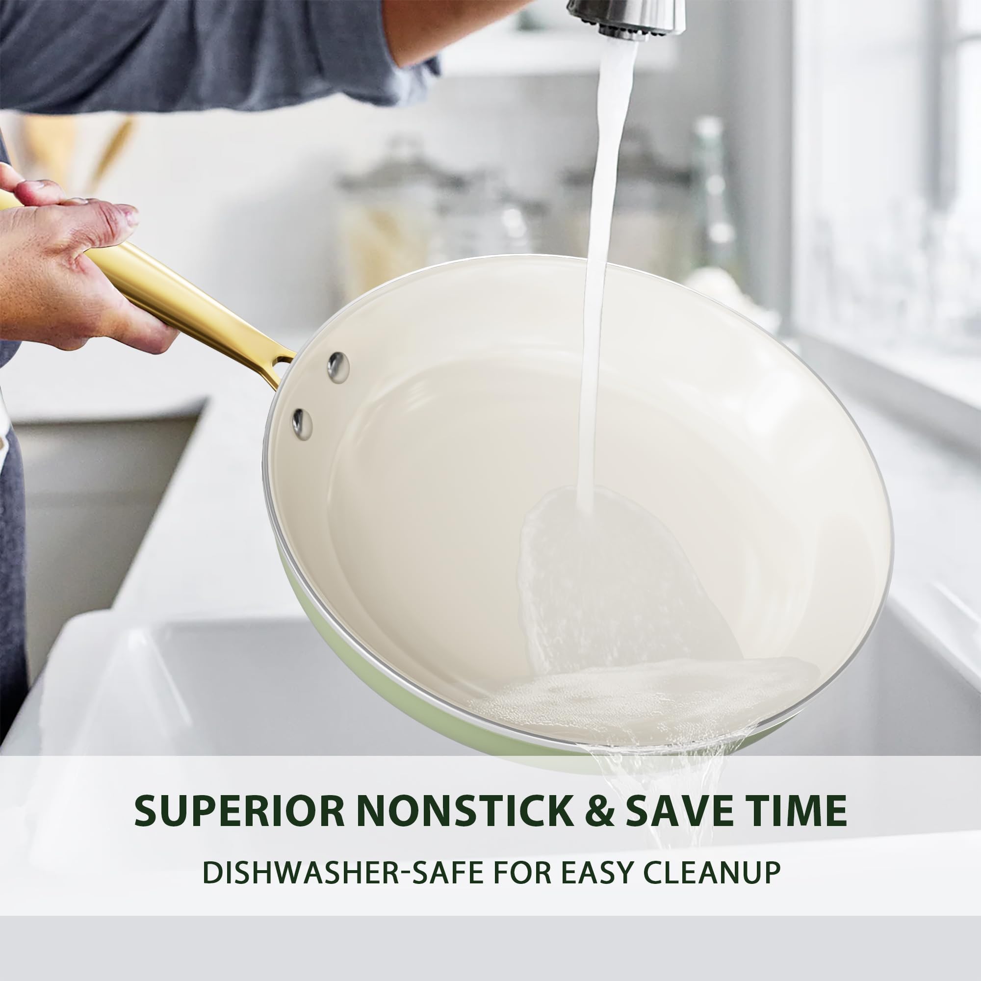 VONIKI 10-Piece Non-Toxic Ceramic Cookware Set with Pots, Pans & Utensils - Nonstick Dutch Oven, Saucepan, Sauté Pan & Frying Pan for Healthy Cooking | Perfect Kitchen Gift Set for Home Chefs & Cooking Enthusiasts