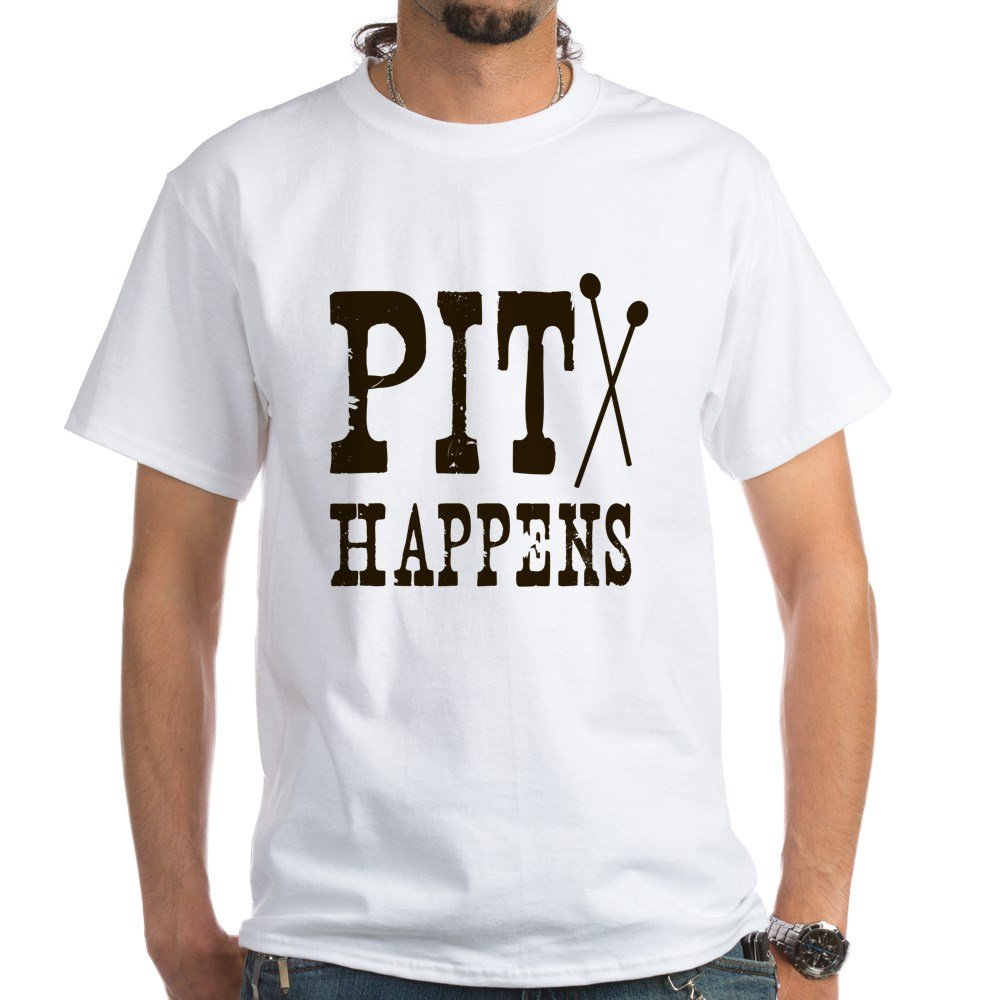Pit Happens Funny White Cotton T-Shirt for Men & Women | Soft Breathable Casual Tee | Perfect for Gifts, Parties & Everyday Wear