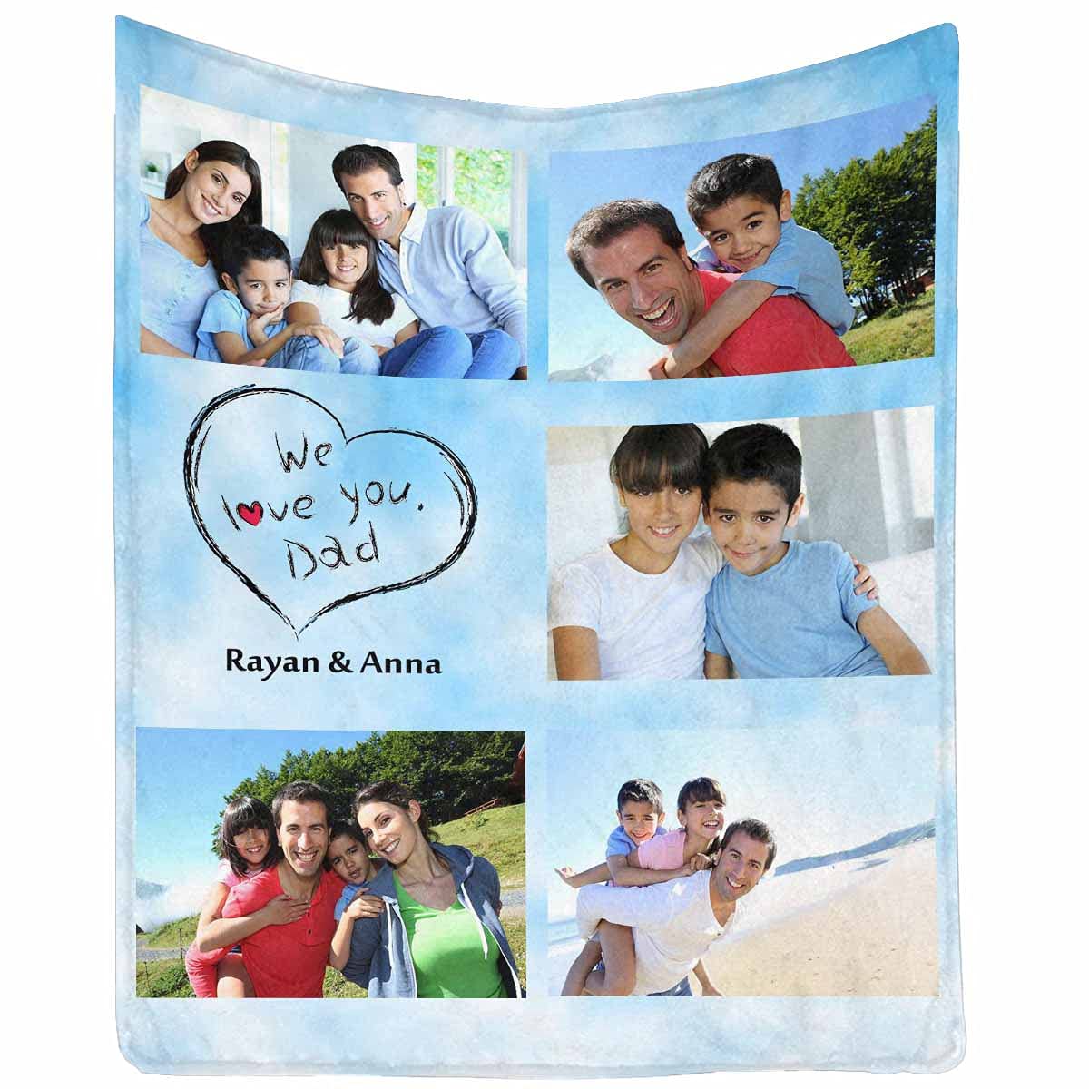 Best Dad Ever Personalized Blanket - Custom Photo Blanket with 5 Pictures | 60