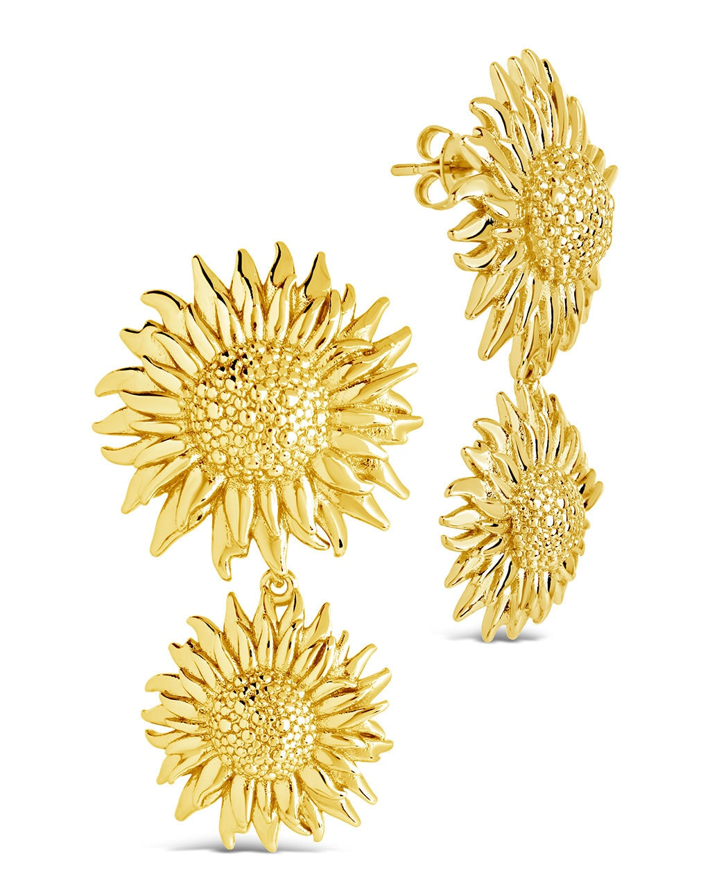 Solaris Sunflower Drop Stud Earrings for Women - 14K Gold Plated Floral Dangle Earrings - Perfect for Spring, Summer, Wedding & Everyday Wear