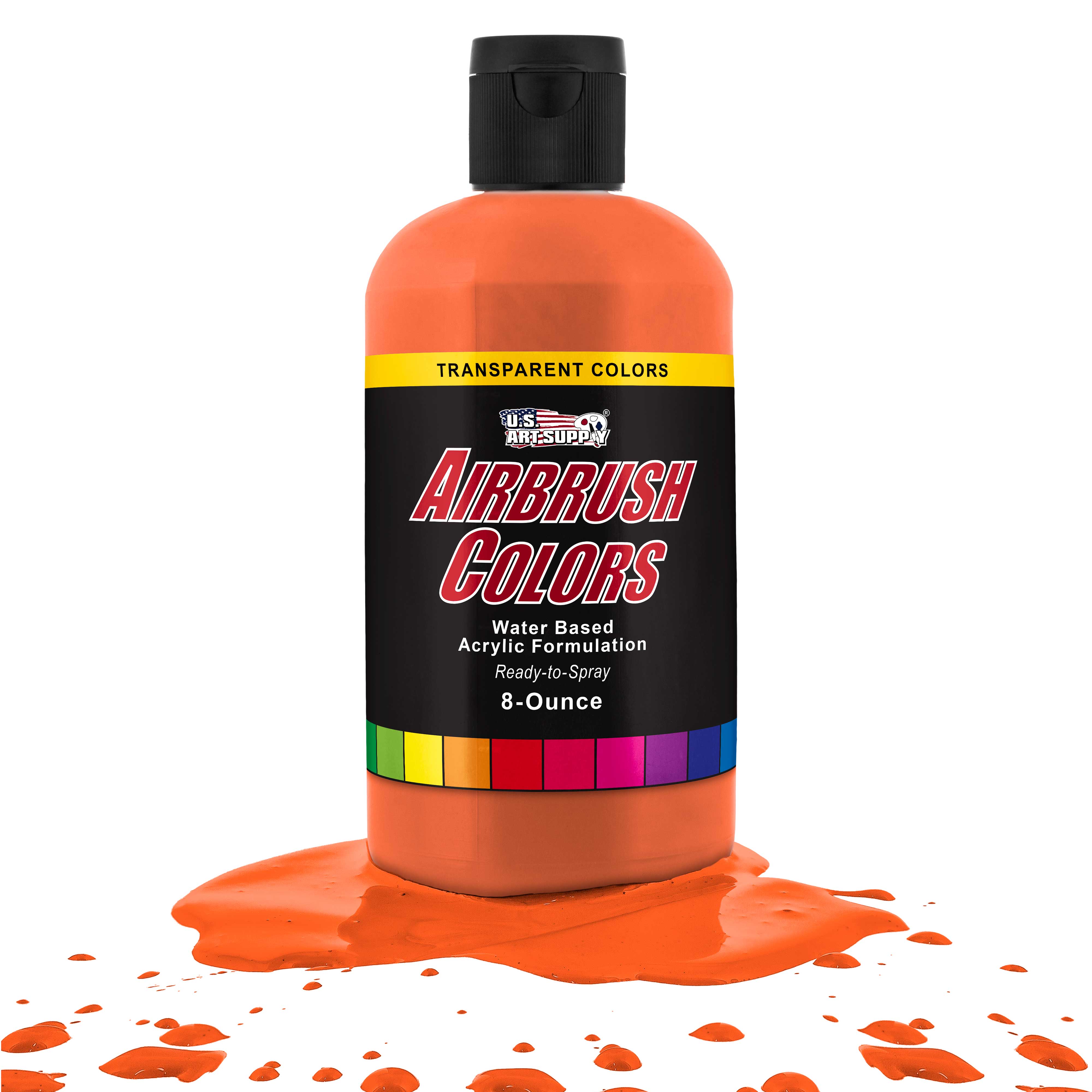 Premium Orange Transparent Acrylic Airbrush Paint - 8 oz Bottle for Model Painting, DIY Crafts & Automotive Art - High Pigment Professional Airbrush Paint for Artists & Hobbyists