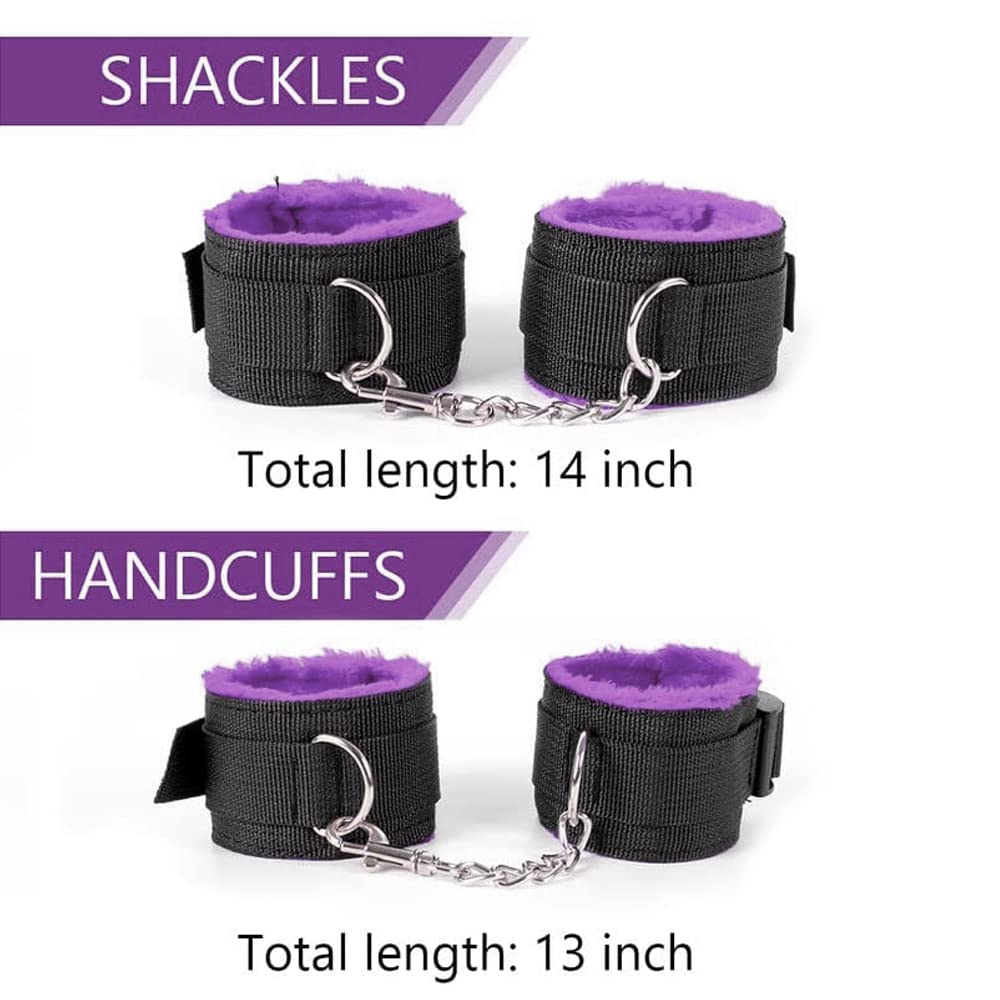 28-Piece BDSM Restraints Kit for Couples - Bondage Cuffs, Gag, Blindfold & Spanking Paddle in Purple - Beginner-Friendly Adult Toys for Bedroom Play, Fetish Games & Sensual Exploration