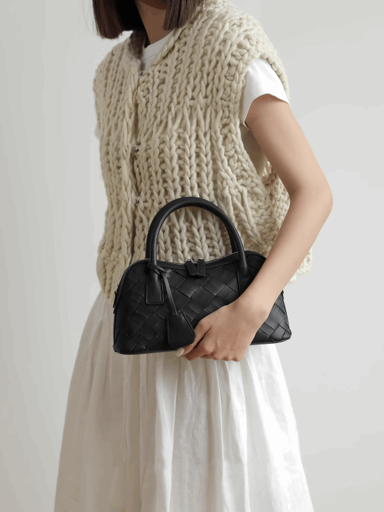 Stylish Woven Convertible Leather Handbag for Women - Crossbody, Shoulder & Tote Bag - Perfect for Work, Travel & Everyday Use