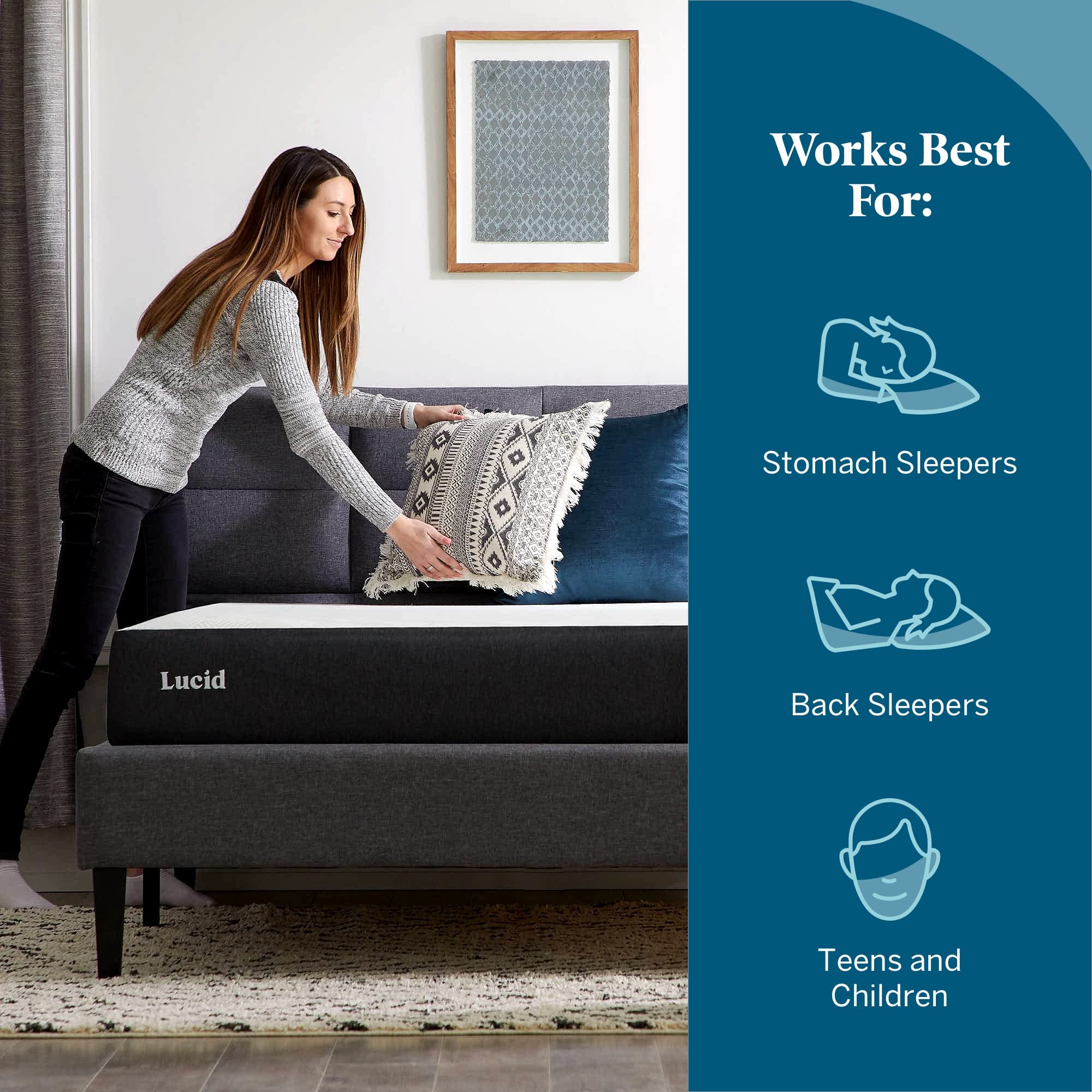 Lucid 8 Inch Queen Size Plush Gel Memory Foam Mattress with Bamboo Charcoal & Hypoallergenic Cooling Technology | Perfect for Bedrooms, Guest Rooms & Dorm Rooms
