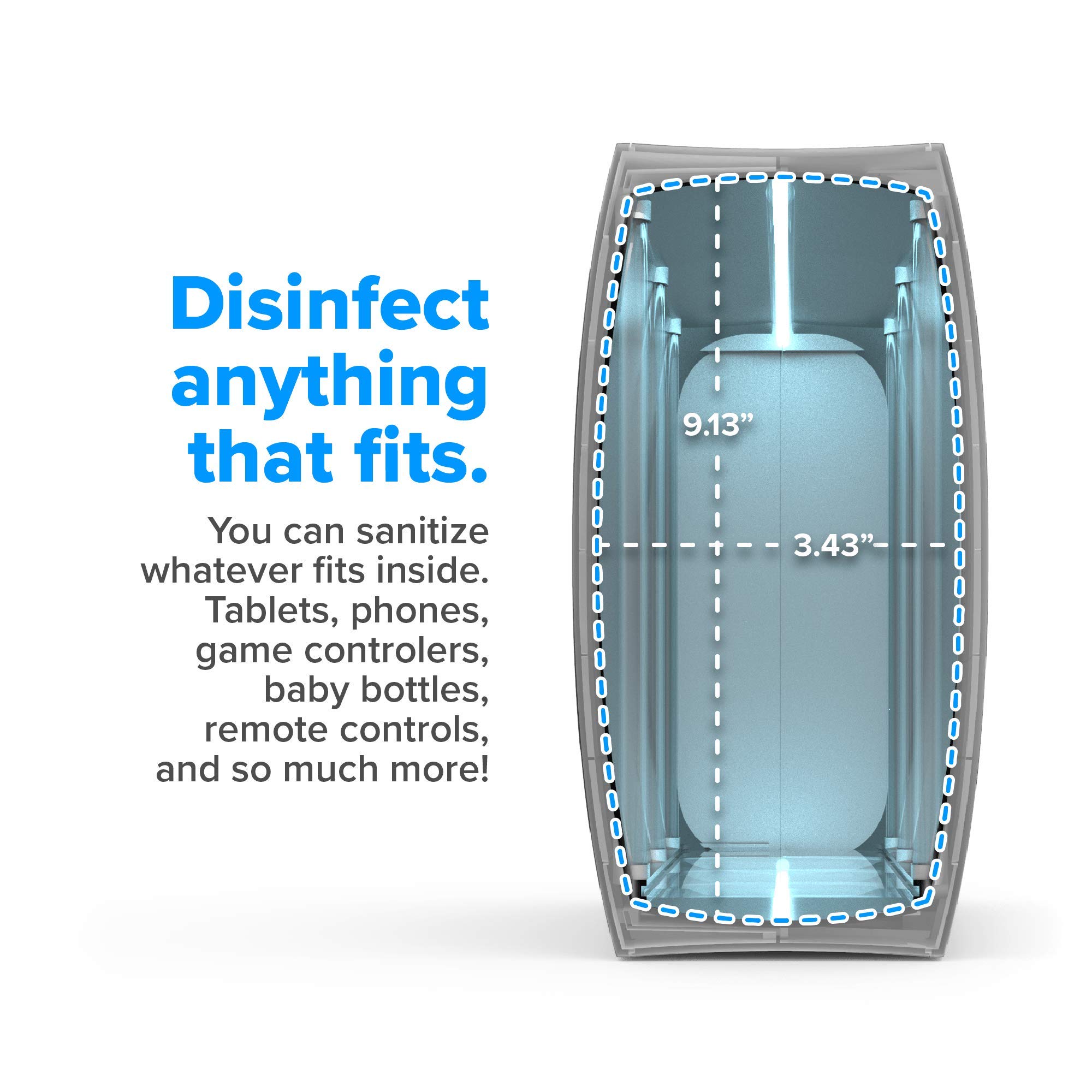 PhoneSoap XL UV Sanitizer & Charger | 360° UV-C Light Disinfection for Phones, Tablets, Baby Bottles, Toys | Large Capacity Sanitizing Box | Home & Office Use (White) - Perfect for Daily Device Cleaning, Baby Care Essentials, and Household Item Disinfection