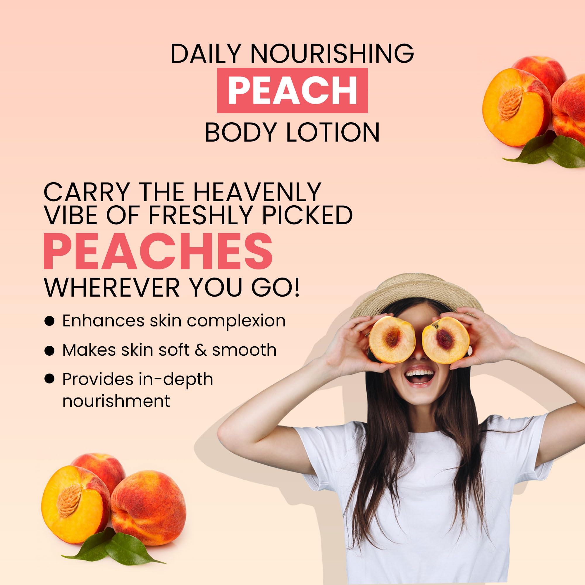 CO BEAUTY Deep Nourishing Peach Body Lotion for Women & Men - 200ml | Non-Greasy Hydrating Body Milk with Peach Extract, Avocado & Castor Oil | Paraben & SLS Free Moisturizer | Perfect for Dry Skin Care & Daily Hydration