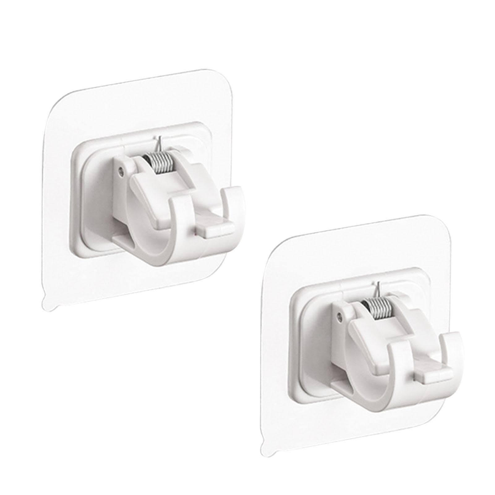 2PCS No Drill Curtain Rod Brackets - Self Adhesive Adjustable Hooks for Bathroom, Kitchen & Hotel - Easy Installation, No Tools Needed - Perfect for Home Decor & Window Treatments