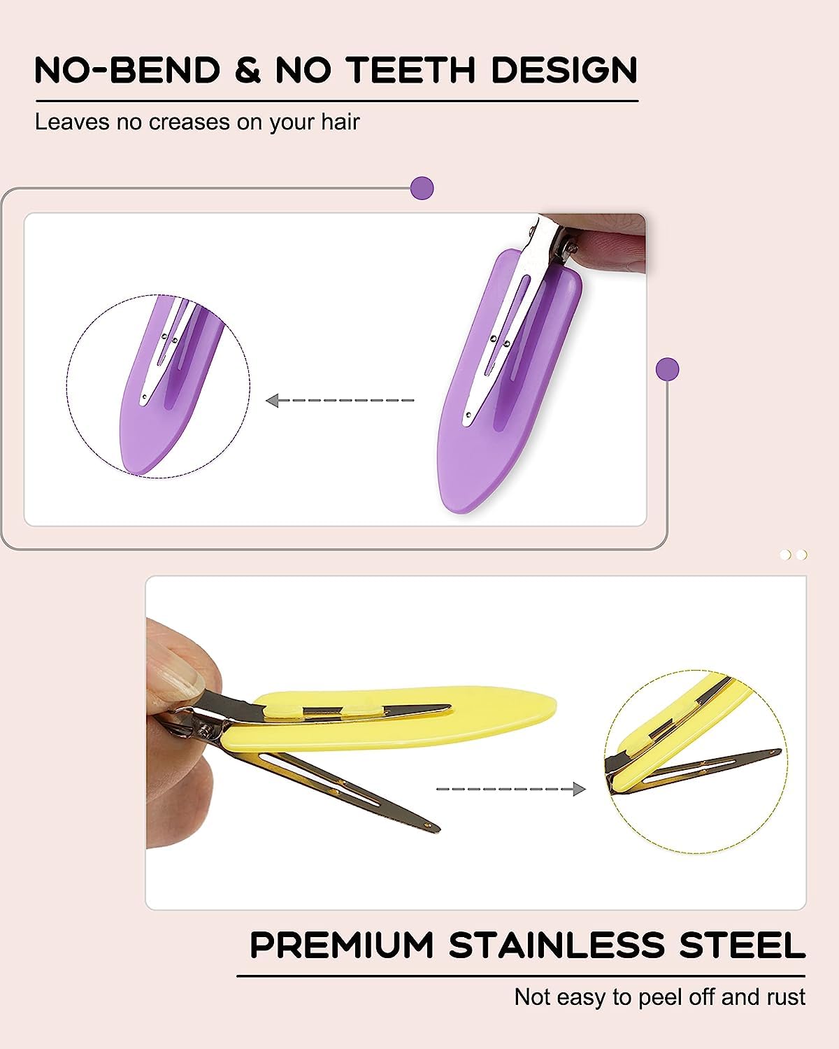 4pcs No Bend Hair Clips - Crease-Free Barrettes for Women & Girls, Perfect for Curly Hair Styling & Makeup Accessories (Great for Daily Use, Parties & Salon Styling)