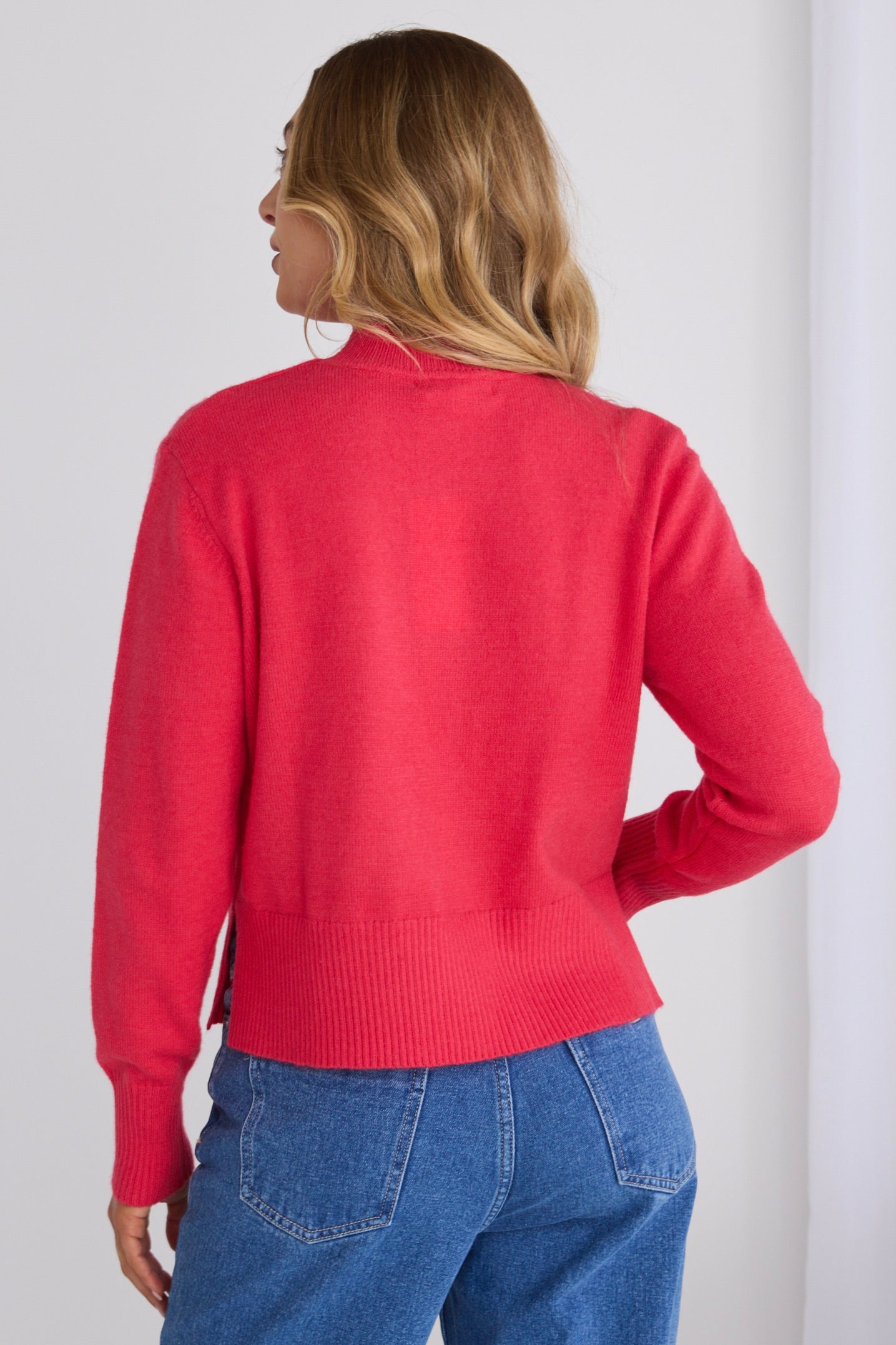 Cloud Coral Funnel Neck Knit Jumper Sweater - Women's Soft Chunky Oversized Pullover for Fall & Winter - Perfect for Casual Outfits, Office Wear and Cozy Nights
