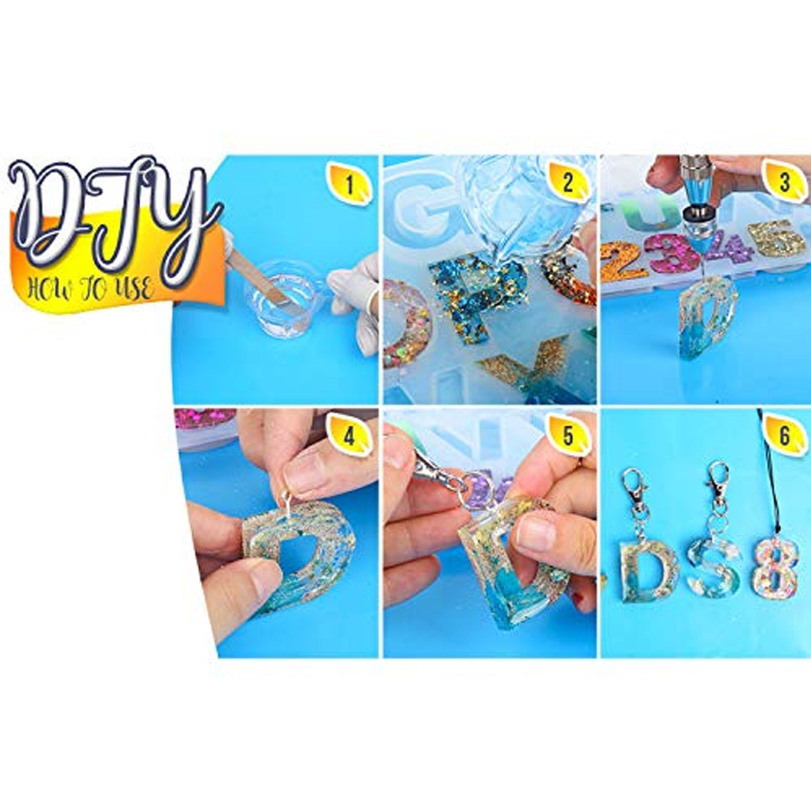 Alphabet Silicone Molds for Resin - A-Z Letter & Number Epoxy Casting Molds DIY Keychain Making Kit - Perfect for Jewelry, Crafts, and Home Decor Projects