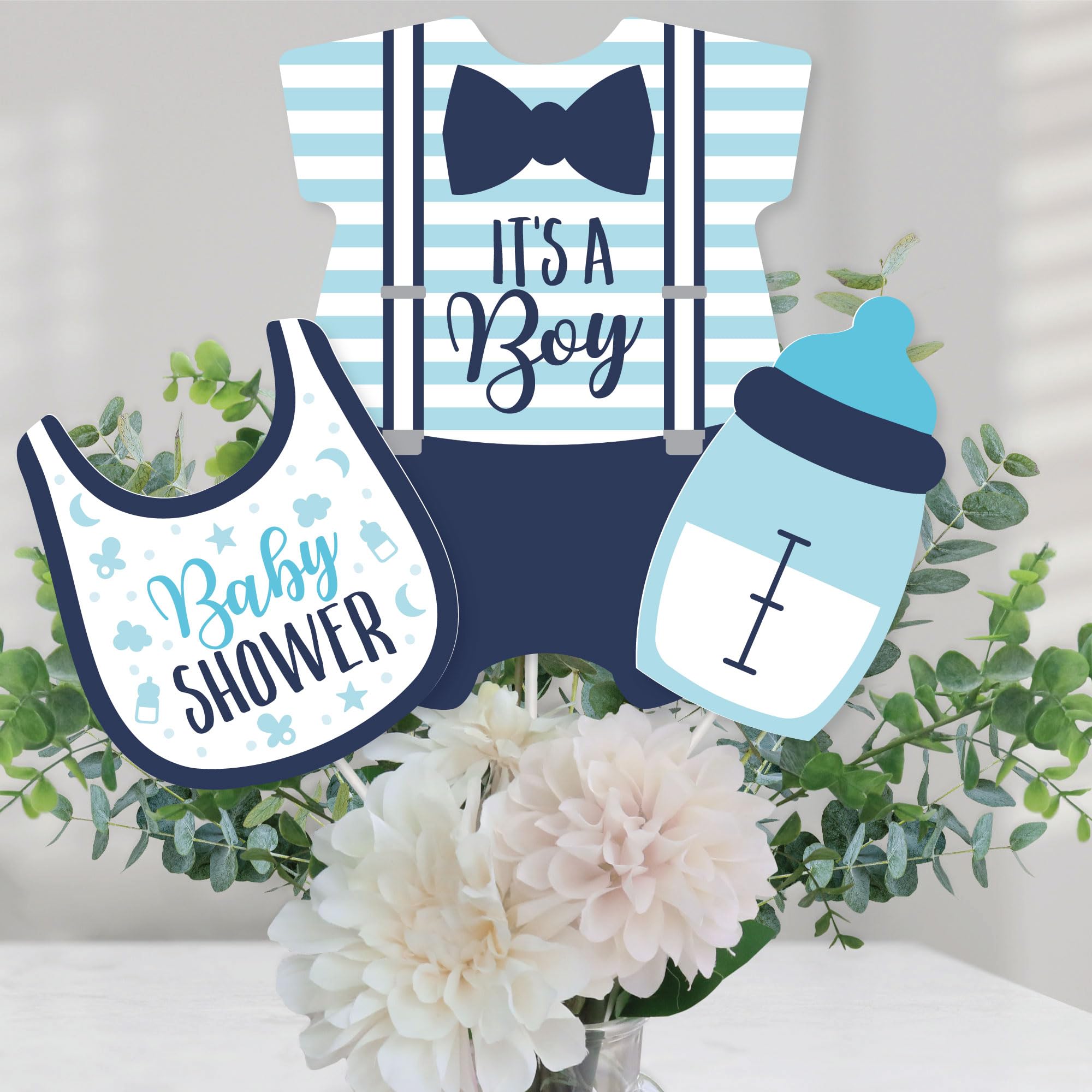 Big Dot of Happiness It's a Boy - Blue Baby Shower Centerpiece Sticks - Table Toppers - Set of 15 - Perfect for Baby Showers, Gender Reveal Parties & Nursery Decorations
