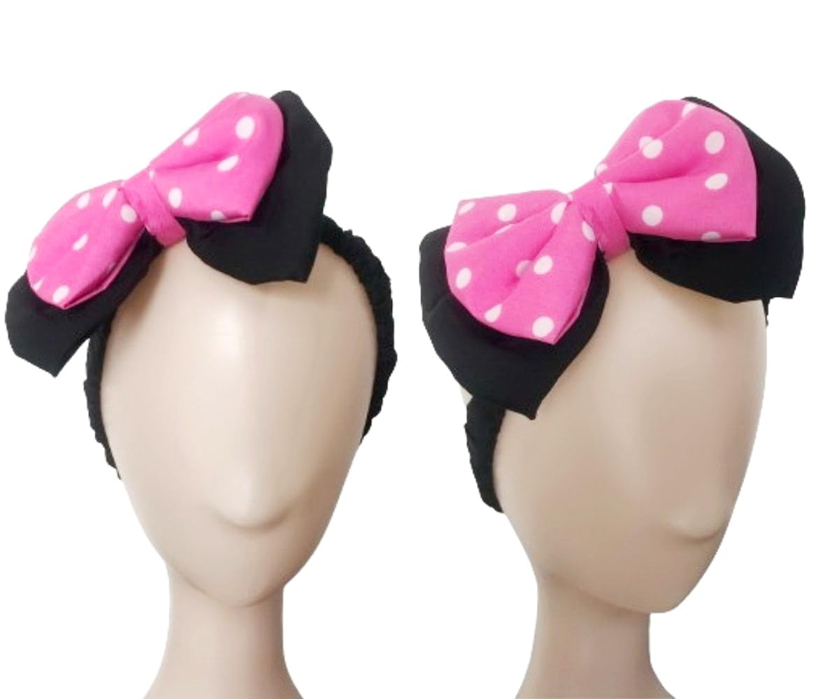 Pink Polka Dot Mouse Ears Hair Clips with Alligator Clips - Cute Hair Accessories for Disney Theme Parks, Costume Parties & Everyday Wear - M12
