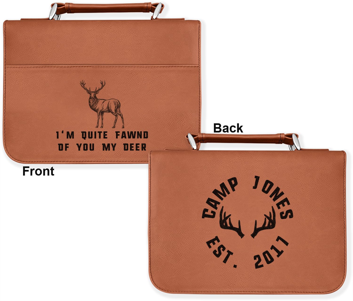 Personalized Deer Bible Cover with Handle & Zipper - Large for Church & Travel