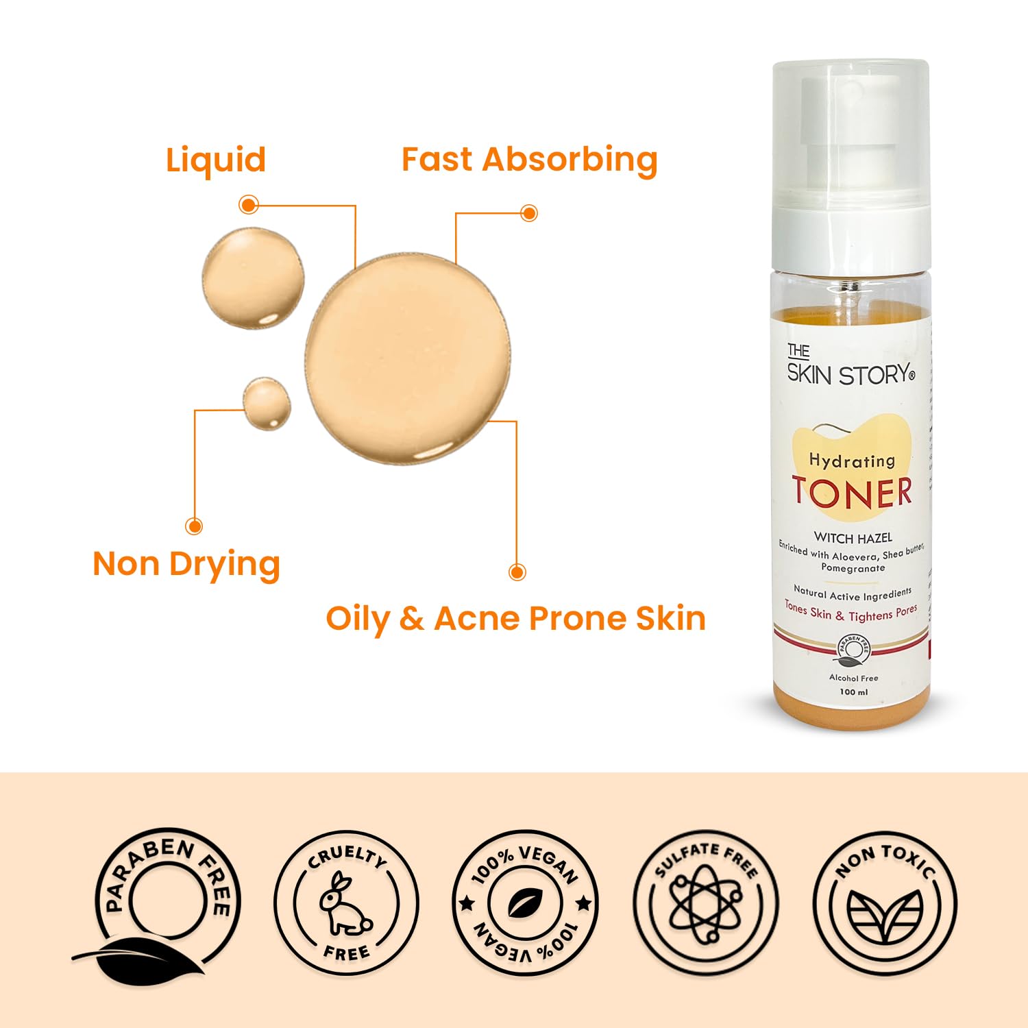 The Skin Story Hydrating & Pore Minimizing Toner 100ml - Witch Hazel, Pomegranate & Aloe Vera for Flawless, Glassy Skin | Smoother, Tighter & Radiant Complexion | Paraben-Free | Perfect for Daily Skincare Routine & Post-Cleansing Treatment
