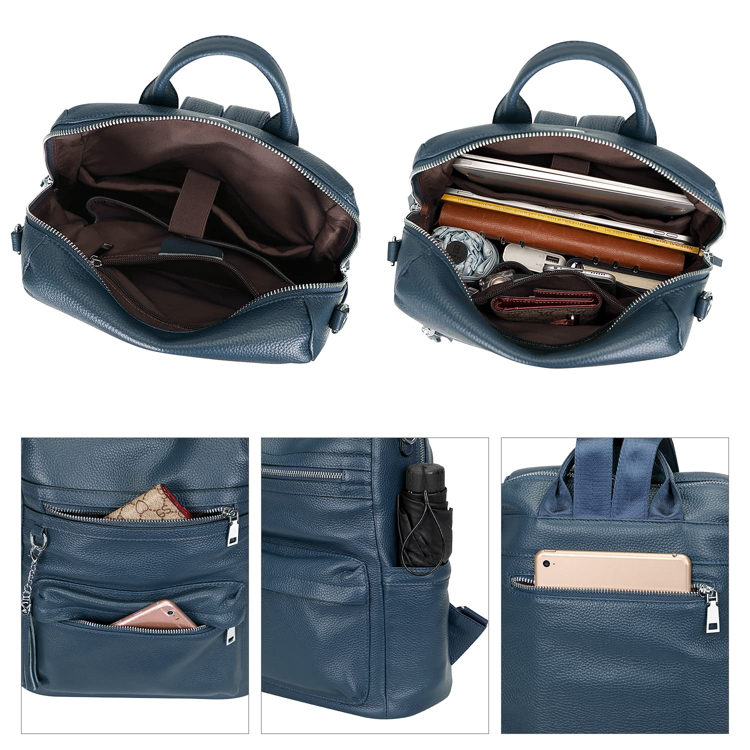 ALTOSY Genuine Leather Backpack for Women - Convertible Shoulder Bag & Crossbody Purse - Soft Large Daypack for Work, Travel & Casual Outings