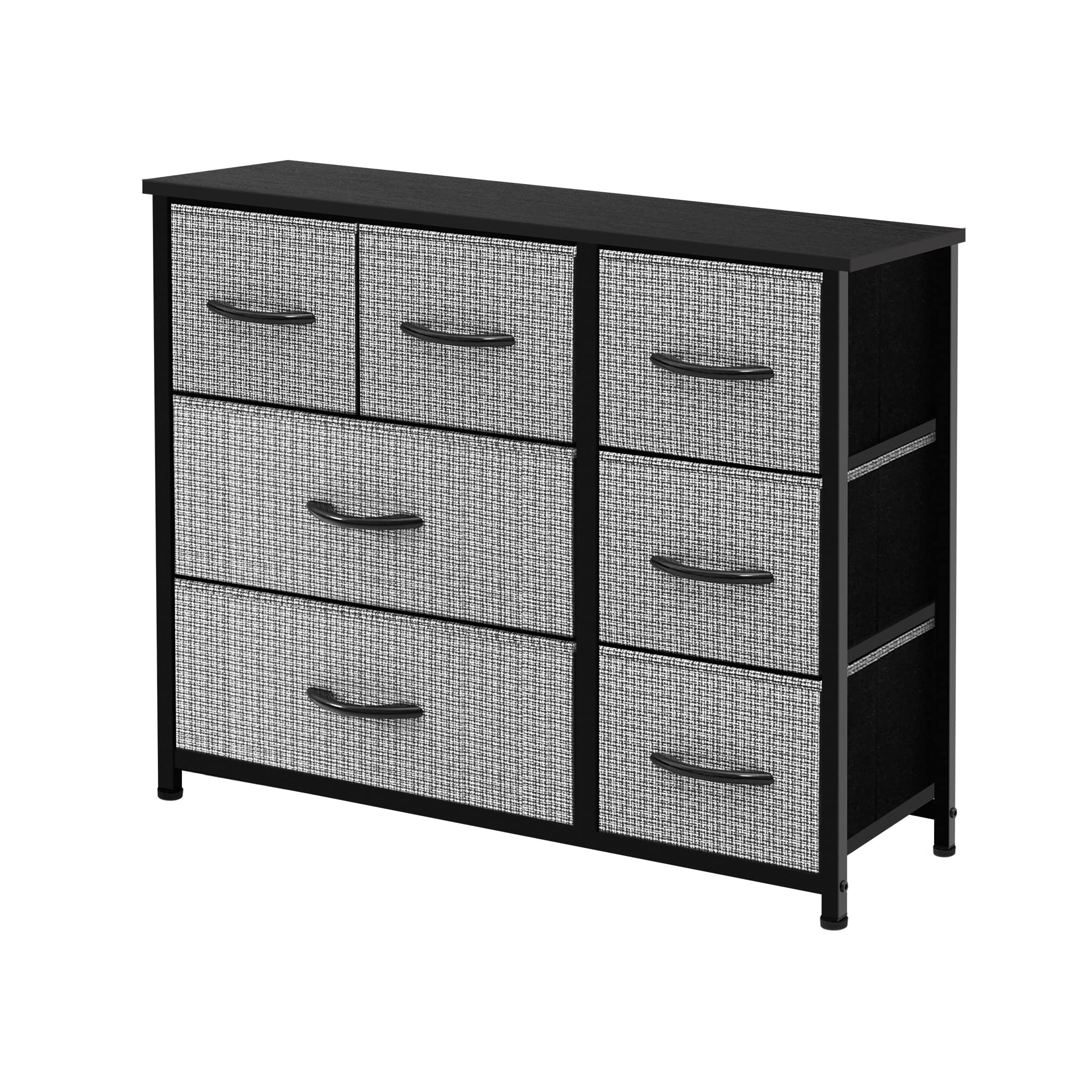 AZL1 Life Concept Dresser Storage Organizer - Large Standing Unit with 7 Removable Fabric Drawers for Bedroom, Office, Entryway, Living Room & Closet - Black and White - Perfect for Home Organization & Space Saving