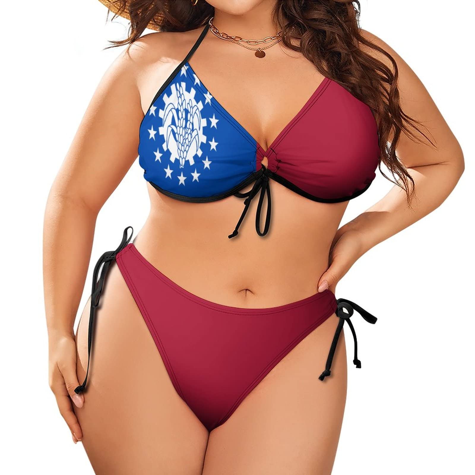 Myanmar Flag Bikini Set for Women - Large Size Swimwear for Beach, Pool Party & Summer Vacation | Patriotic Swim Suit with Myanmar National Flag Design