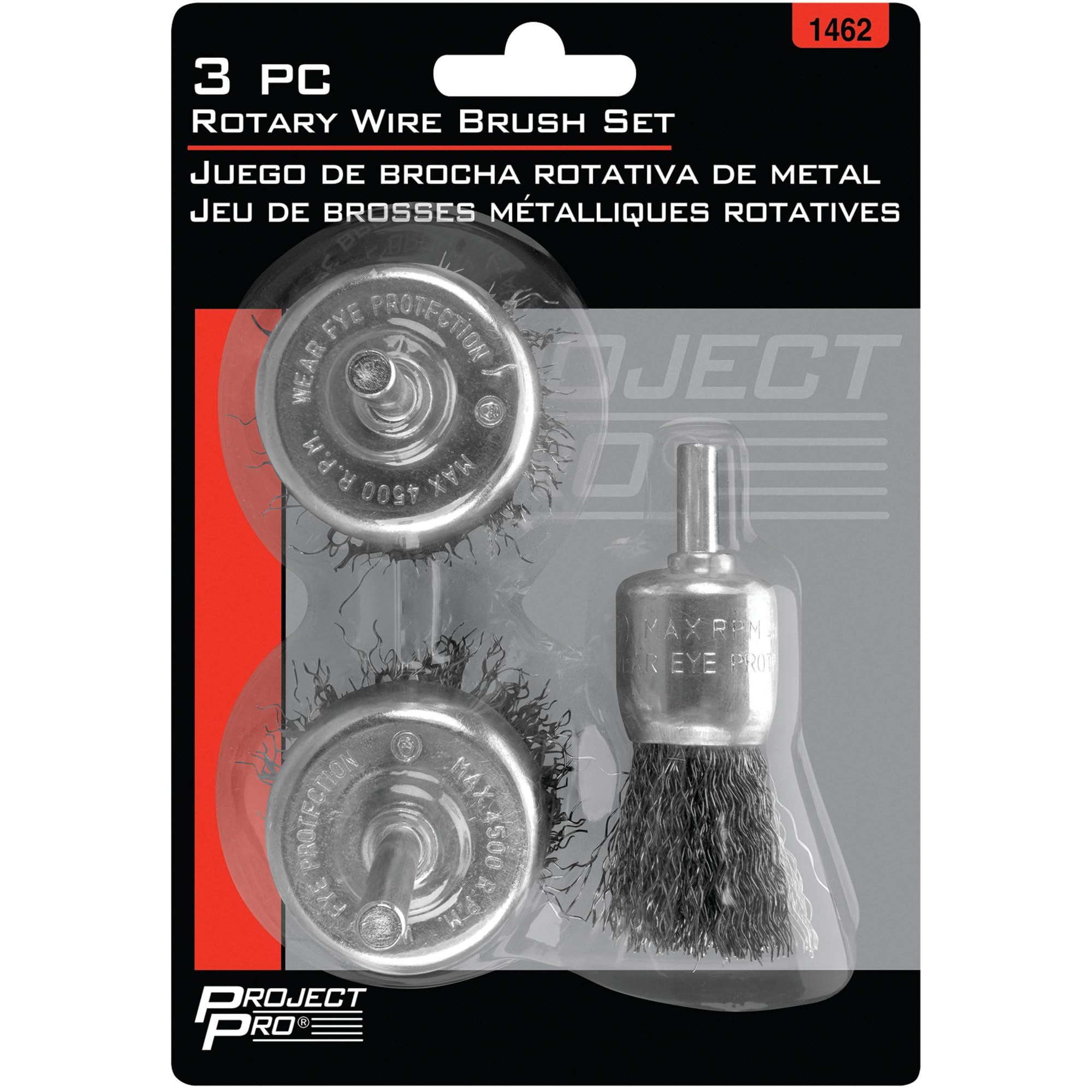 Performance Tool 1462 - 1-Inch & 3-Inch Heavy Duty Wire Cup Brushes Set (3-Pack) for Metal Cleaning, Deburring & Surface Preparation - Ideal for Rust Removal, Weld Cleaning & Automotive Restoration