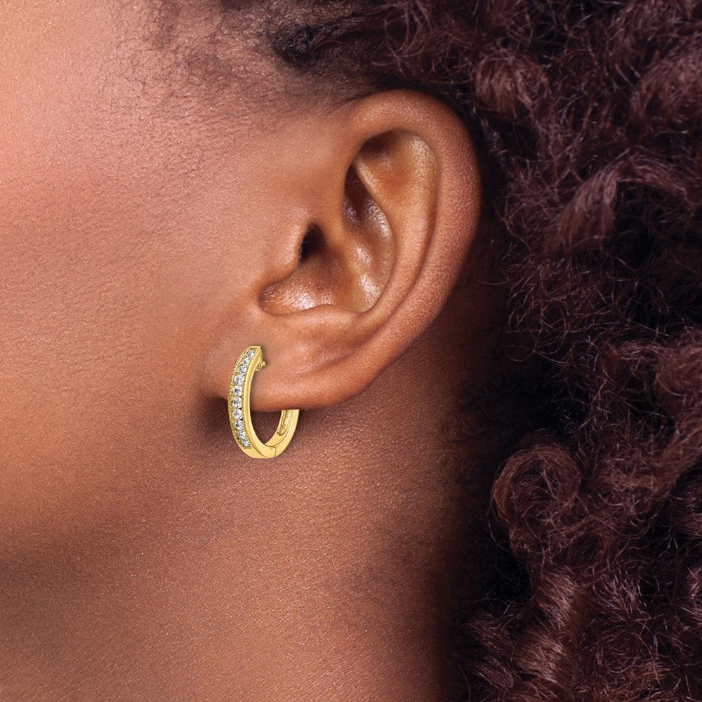 14K Gold Diamond Hinged Hoop Earrings - Elegant Dangle Earrings for Women | EM5366 100 YA | Perfect for Weddings, Parties & Special Occasions