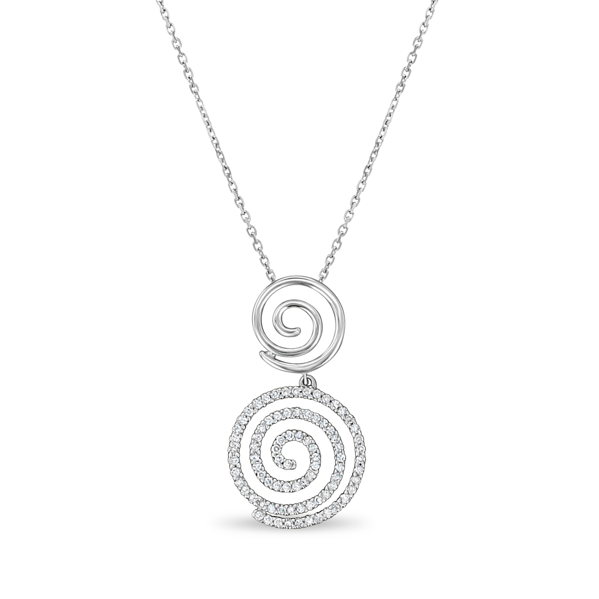 Cyclone Infinity Swirl Circle Diamond Pendant .37cttw 14K White Gold Necklace for Women - Elegant Jewelry Gift for Anniversary, Wedding & Special Occasions