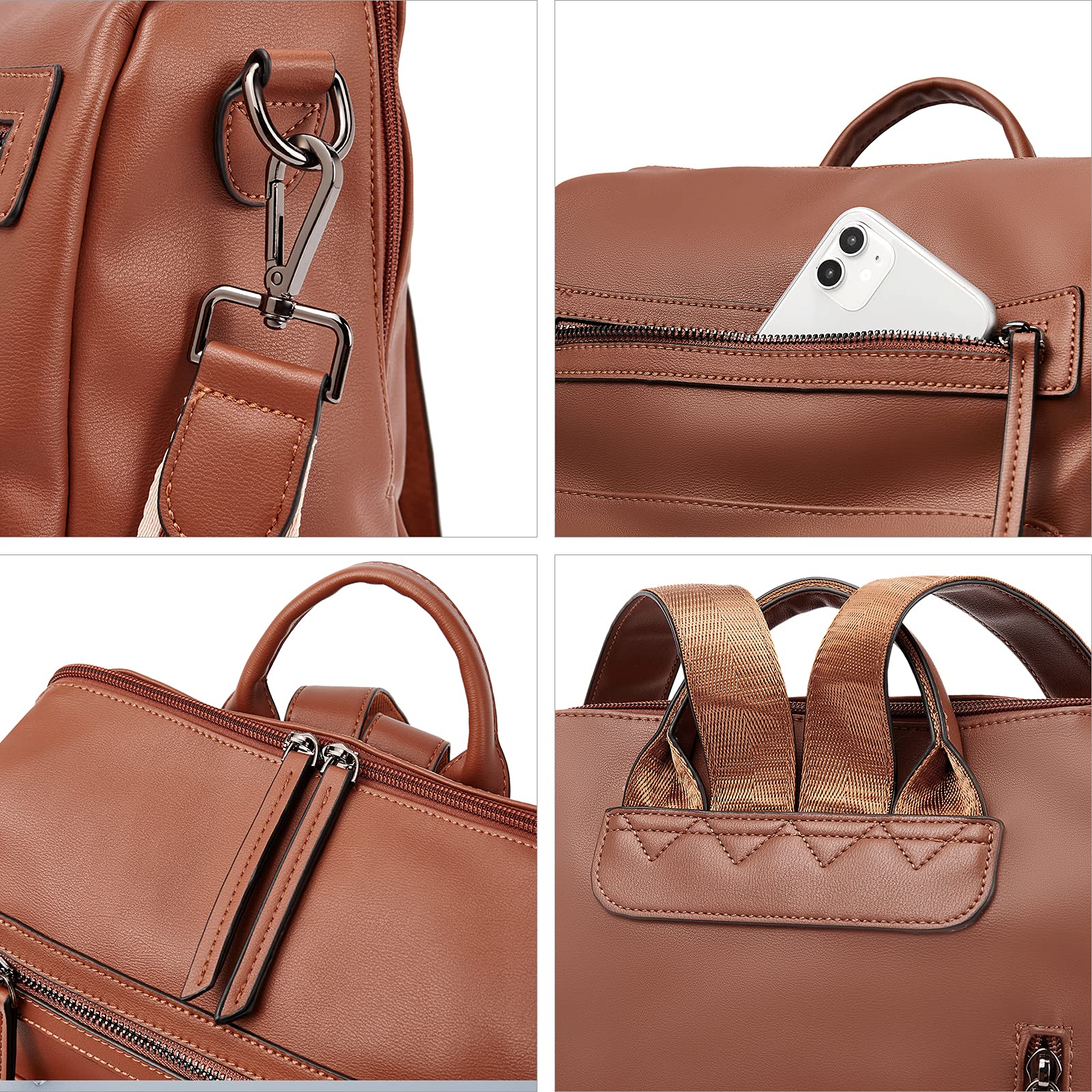 Stylish BROMEN Leather Backpack Purse for Women - Large Designer Shoulder Bag for Travel, Work & Daily Use | Durable & Fashionable Handbag for Commuting, Shopping & Outings