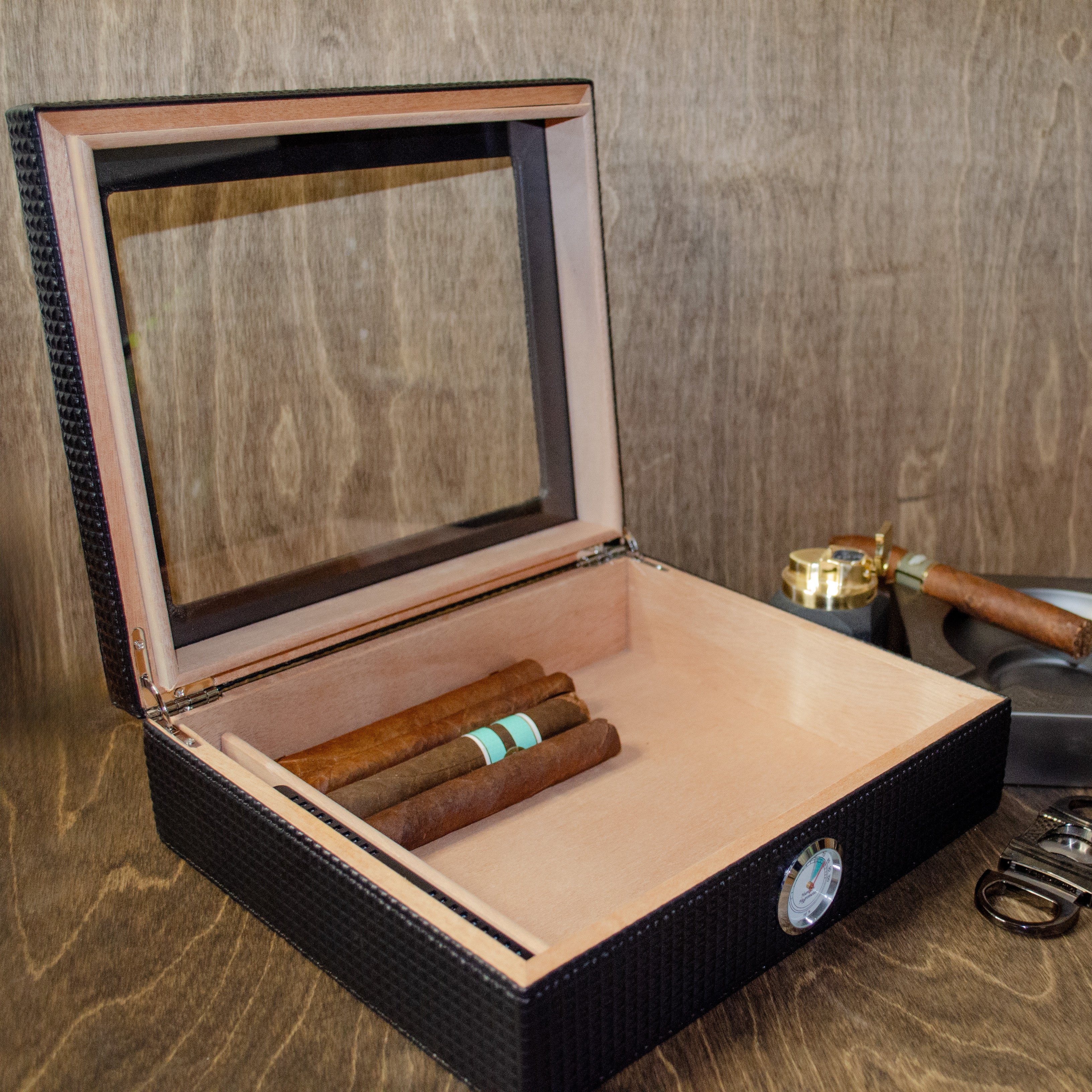 Premium Visol Marvel Diamond Pattern Leather Humidor - Airtight Cigar Storage for Home, Office & Gifts | Luxury Cigar Case for Men & Cigar Lovers