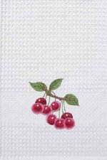 Premium Cotton Kitchen Towels - Soft & Absorbent Dish Cloths for Drying Dishes, Cleaning Countertops & Hand Wiping - Set of 2 (Cherry Print Design) - Perfect for Home, Restaurant & Kitchen Use