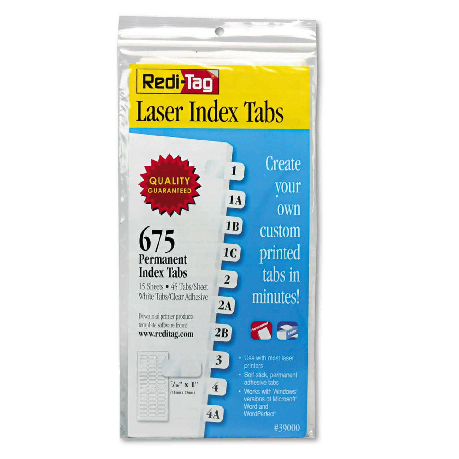 RTG39000 Printable Index Tabs - Laser Compatible for Office, School & Filing Organization | Perfect for Binders, Notebooks & Document Sorting