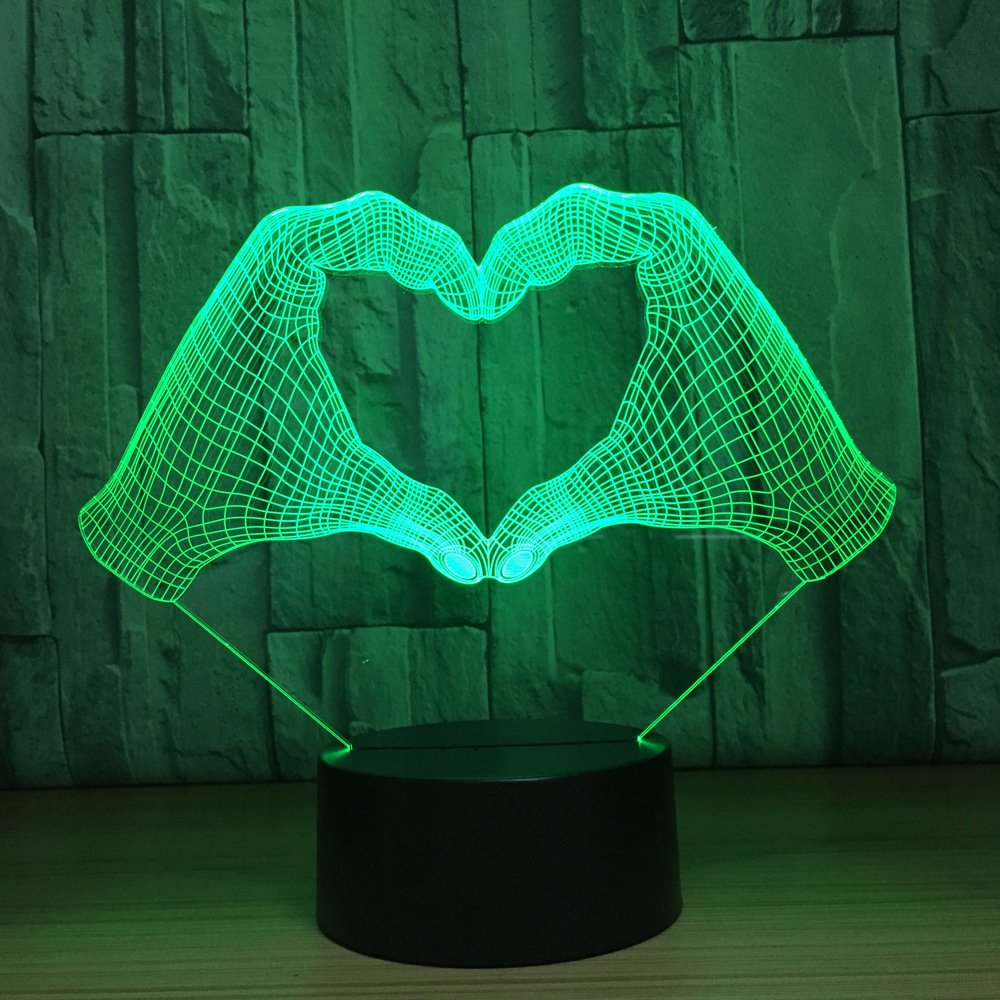 3D Heart Night Light with Touch Switch - 7 Color Changing LED Table Lamp for Home Decor, Christmas, Birthday Gifts for Kids & Adults | Bedroom, Nursery, Romantic Atmosphere Creation