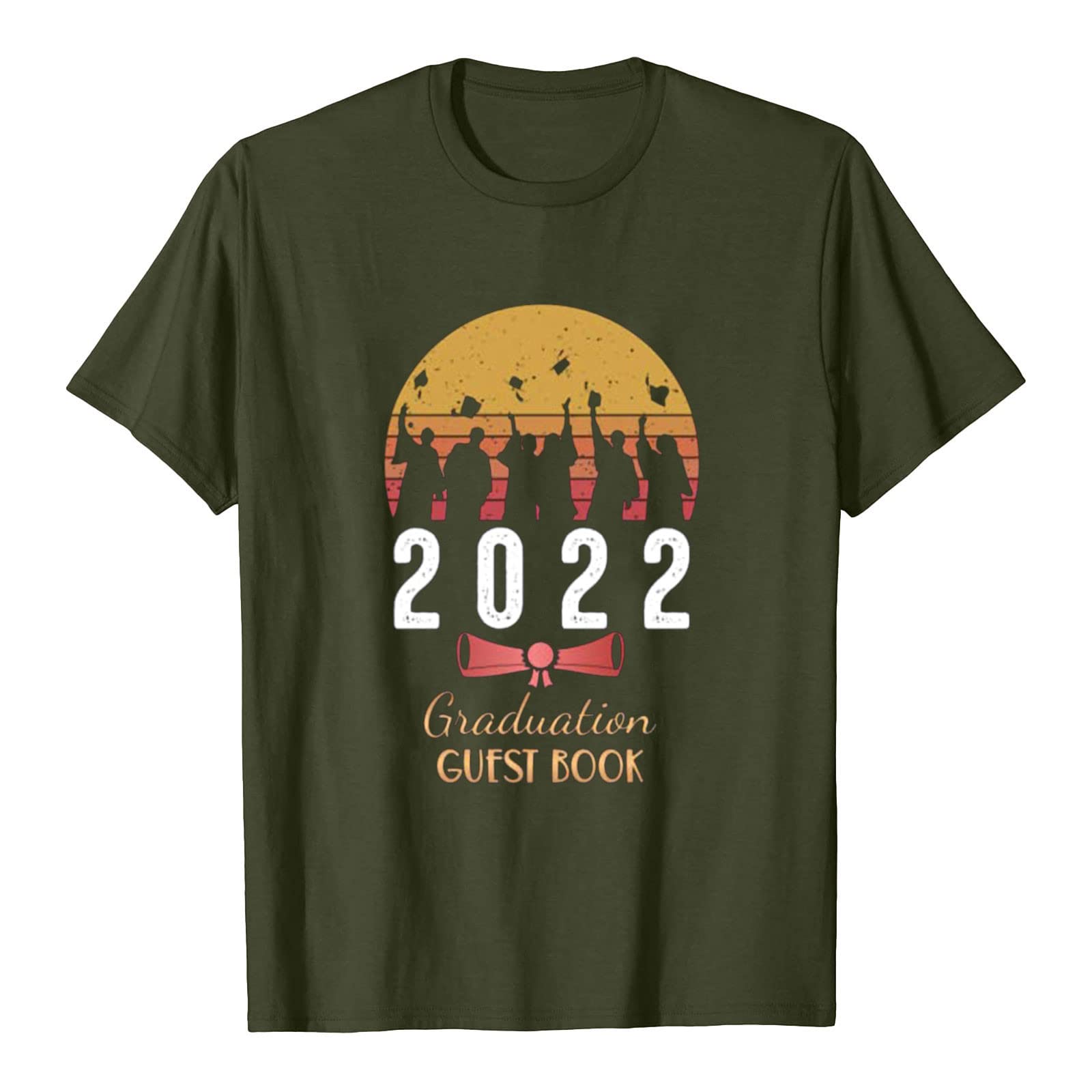 2022 Graduation Gifts T-Shirt for Him & Her - High School & College Letter Print Short Sleeve Top | Perfect Graduation Party, Summer Celebration & Gift for Women
