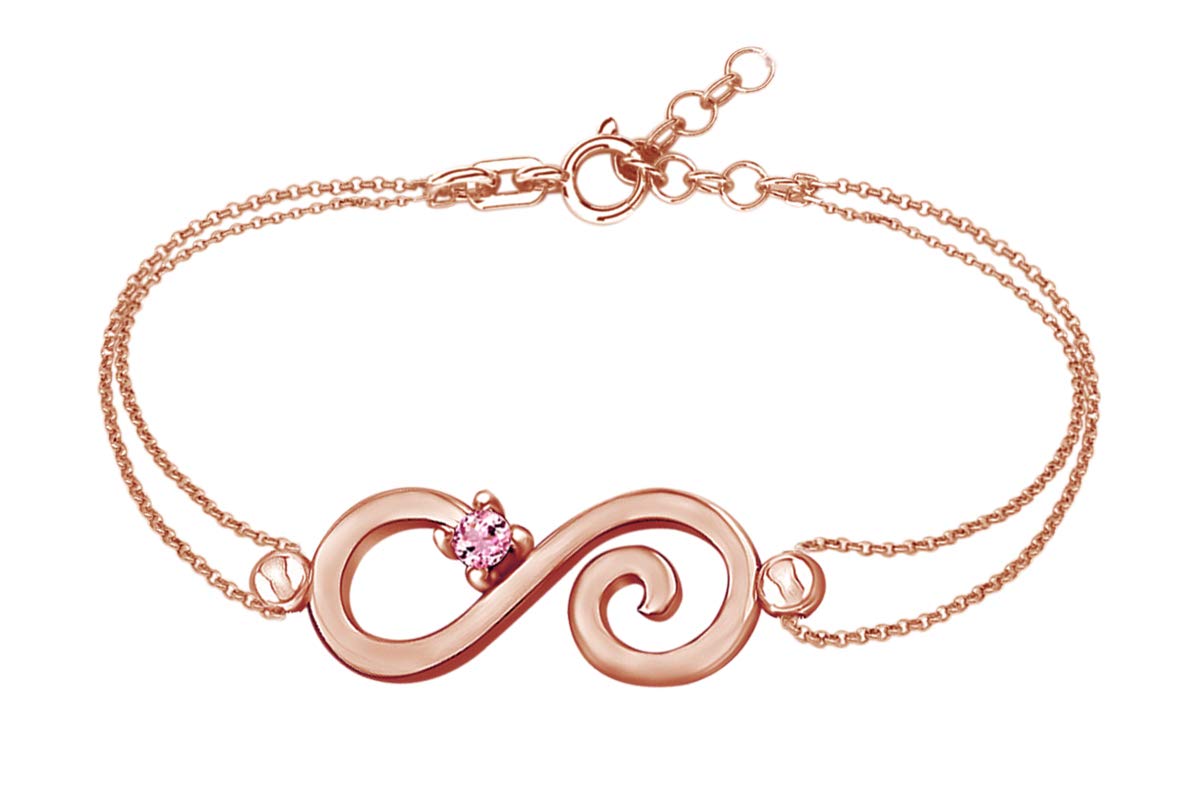 AFFY Simulated Gemstone Infinity Chain Bracelet for Women - 14k Rose Gold Over Sterling Silver - Elegant Jewelry Gift for Anniversary, Birthday & Special Occasions