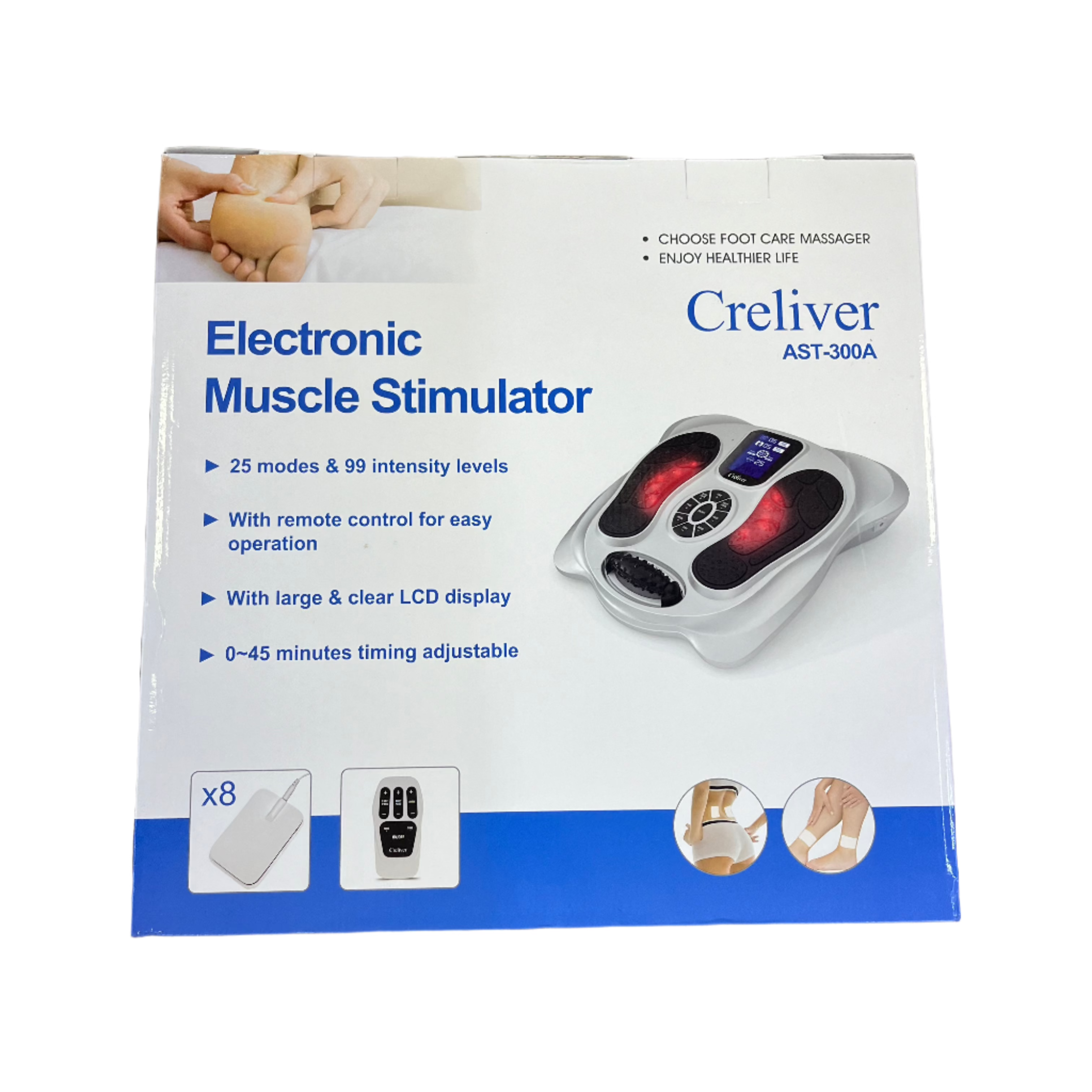 Creliver AST300A EMS TENS Muscle Stimulator for Pain Relief & Muscle Recovery - Portable Electric Pulse Massager for Home, Gym & Physical Therapy