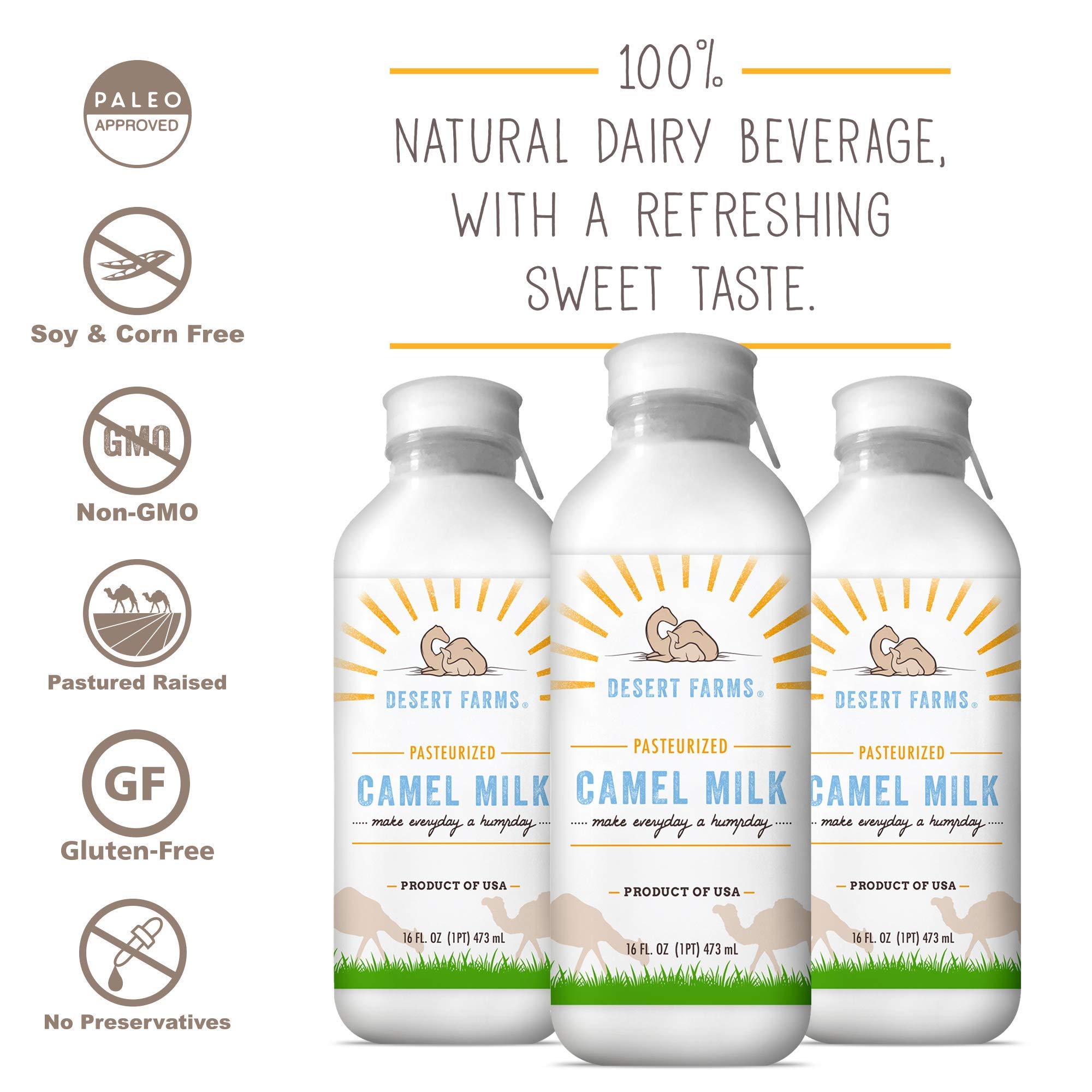 Organic Fresh Frozen Camel Milk - Grade A Allergen-Free, Pure & Natural Camel Milk from Healthy Midwest Camels - Made in USA [6 Pack] - Perfect for Smoothies, Coffee Creamer & Immune System Support