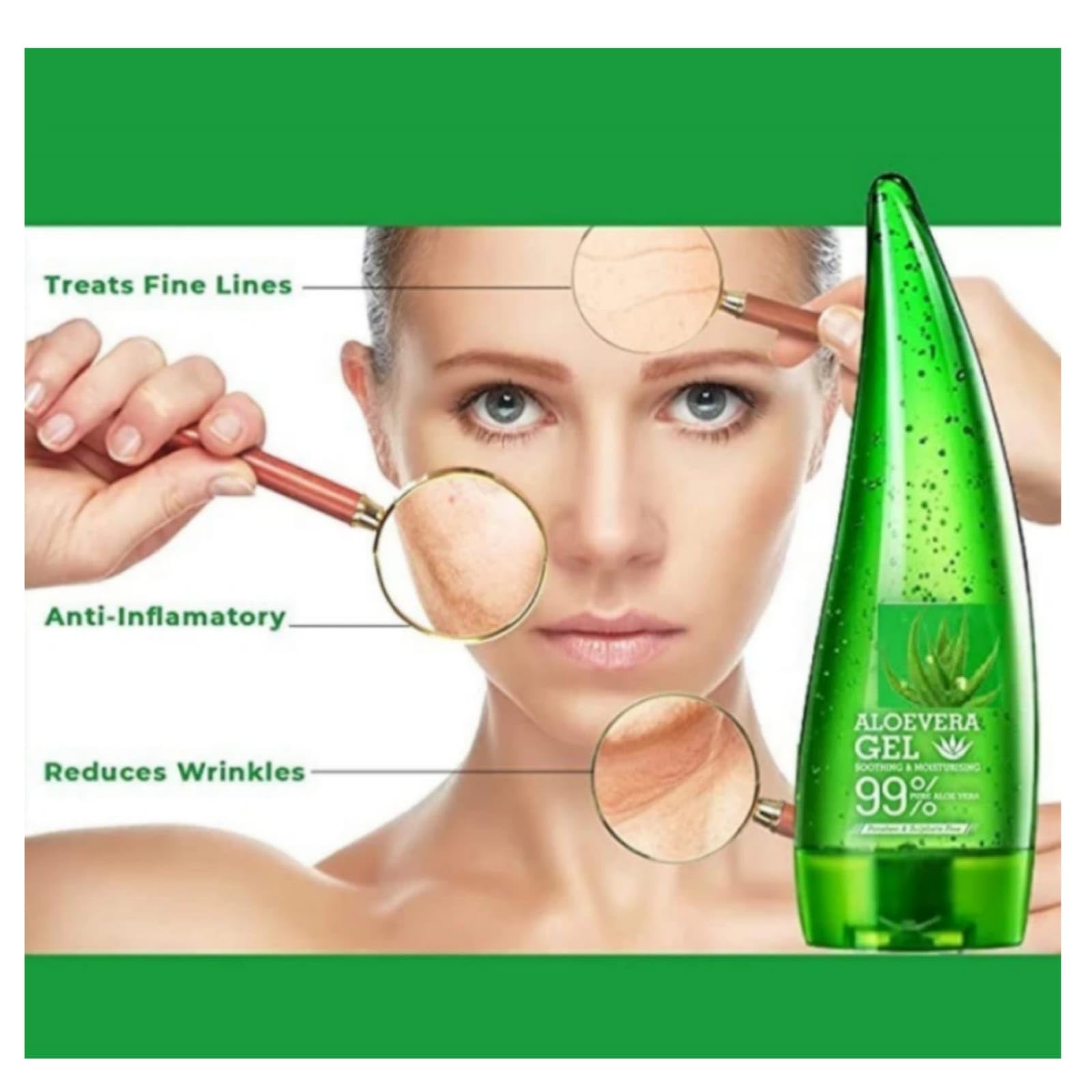 Eshope 99% Pure Aloe Vera Gel - Natural Skin Soothing & Nourishing Moisturizer for Face & Body | Sulfate-Free, Paraben-Free | 100ml Aloe Vera Gel with Free Aloe Face Wash | Perfect for Sunburn Relief, After-Sun Care & Daily Hydration