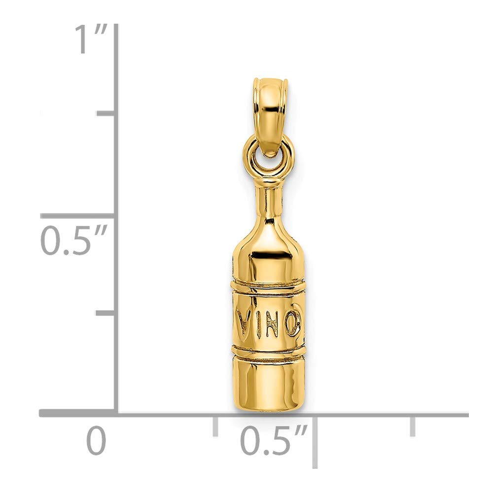 14K Yellow Gold Wine Bottle 2D Pendant Necklace - Elegant Jewelry Gift for Women | Perfect for Parties, Weddings & Special Occasions