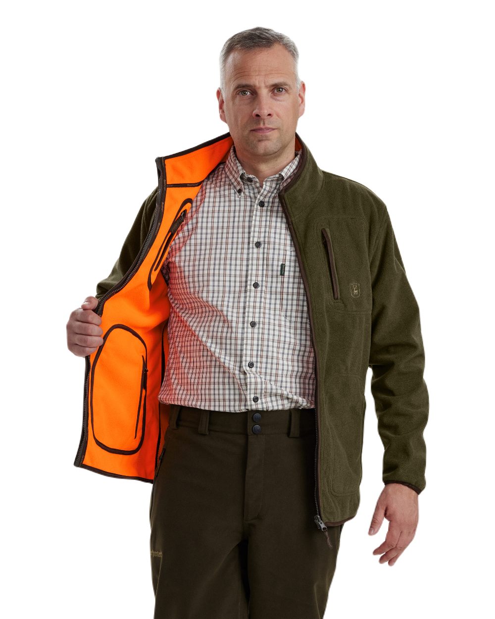 Deerhunter Gamekeeper Reversible Bonded Fleece Jacket for Men - Warm Waterproof Hunting Coat for Outdoor Activities, Camping & Hiking