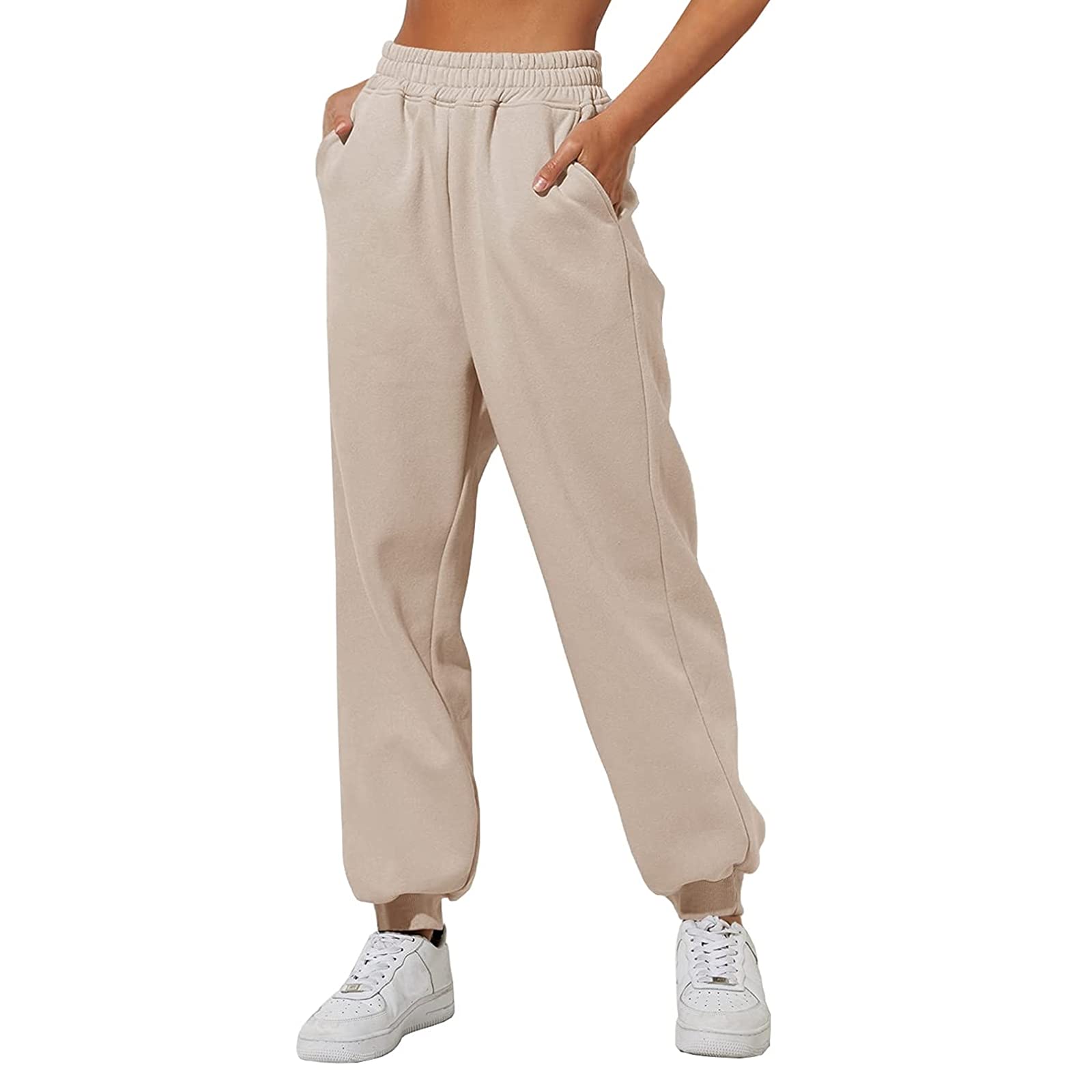 Women's High Waisted Fleece Lined Sweatpants - Soft Jogger Pants with Cinched Bottom for Workout, Yoga & Lounge - Warm Winter Athletic Pants for Running, Gym & Casual Wear