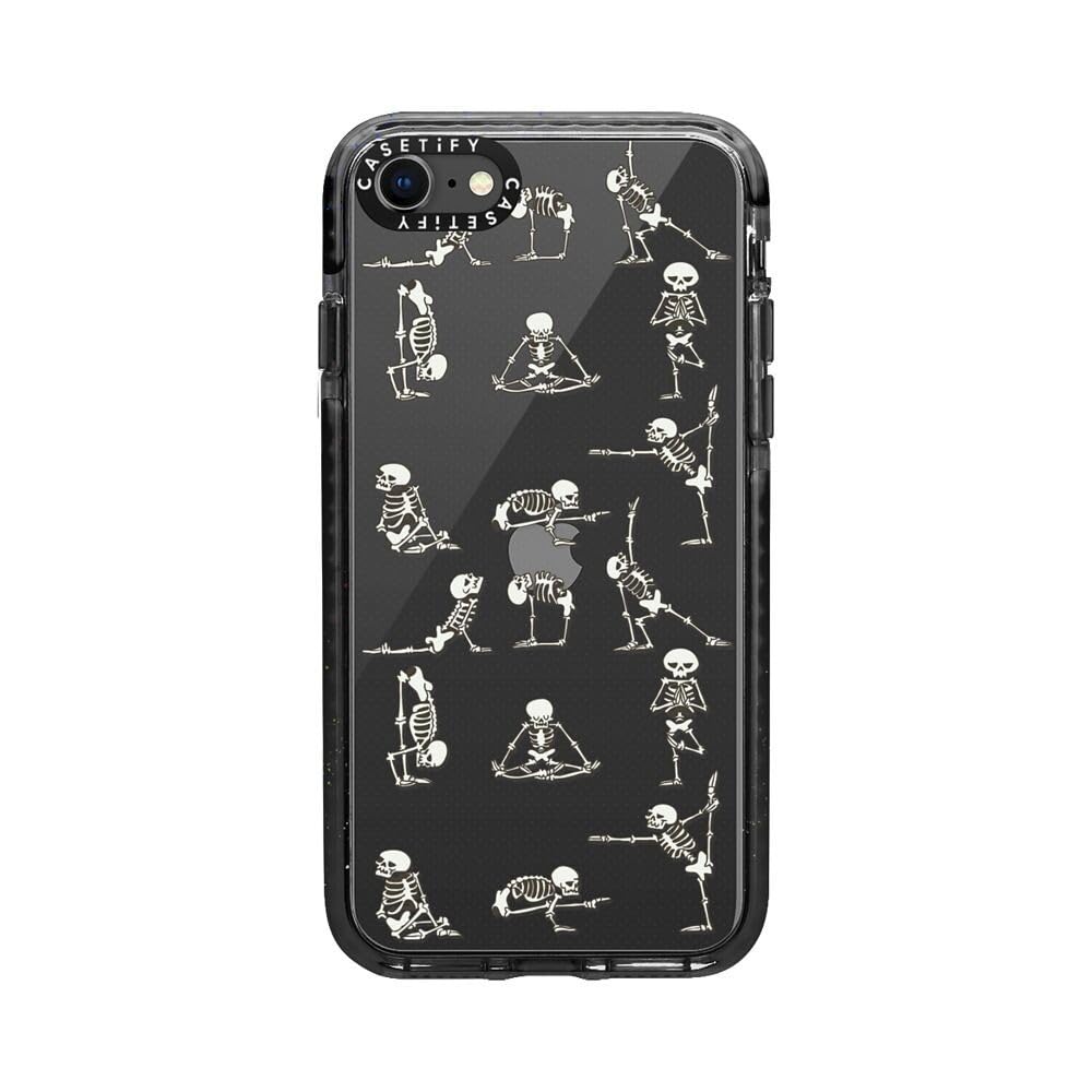 CASETiFY Impact Case for iPhone SE (2020/2022) & iPhone 7/8 - Skeleton Yoga Design - Clear Black Protective Phone Cover - Perfect for Gym, Yoga & Everyday Use