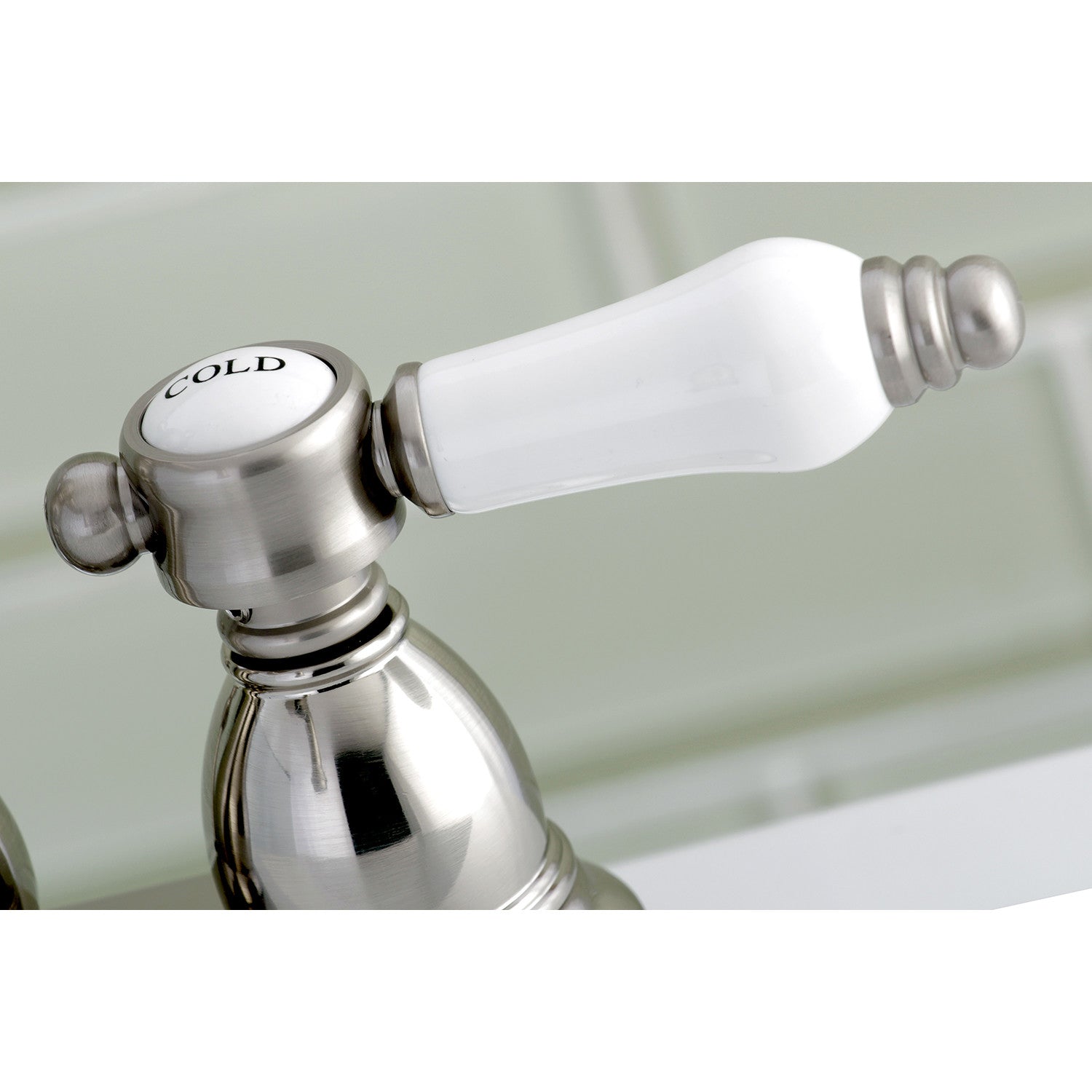 Bel Air KS1608BPL Brushed Nickel Double Handle 3-Hole Deck Mount 4-Inch Centerset Bathroom Faucet with Brass Pop-Up Drain - Perfect for Modern Bathroom Vanities and Sink Upgrades