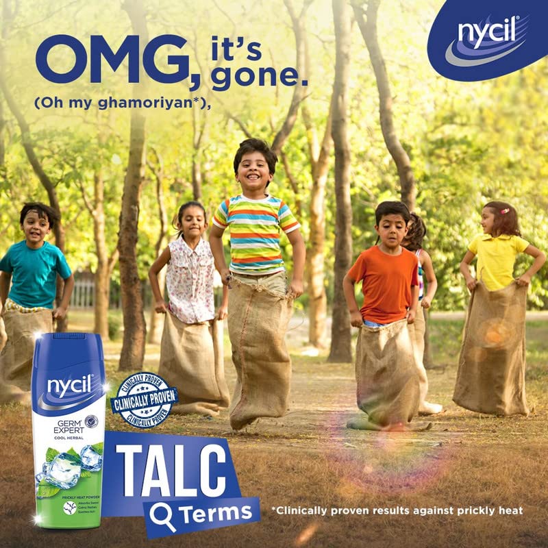 Nycil Cool Herbal Powder | Germ Expert Talcum | 150g + 50g Free | Anti-Bacterial & Odor Control | Perfect for Gym Bags, Baby Care & Summer Comfort