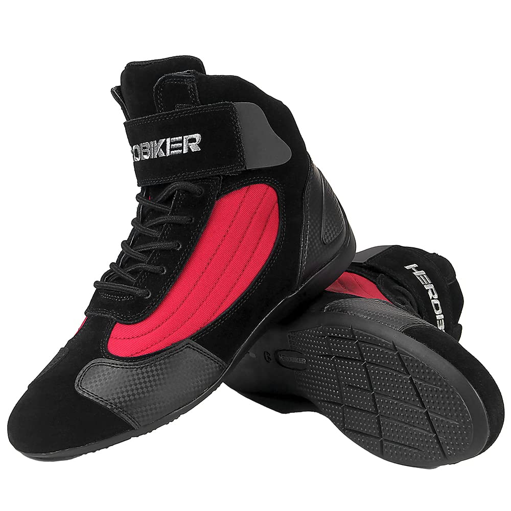 HEROBIKER Men's Motorcycle Combat Boots - Durable Racing & Hiking Shoes for Outdoor Work & Adventure - Mid Ankle Safety Footwear for Riding, Hunting & Construction