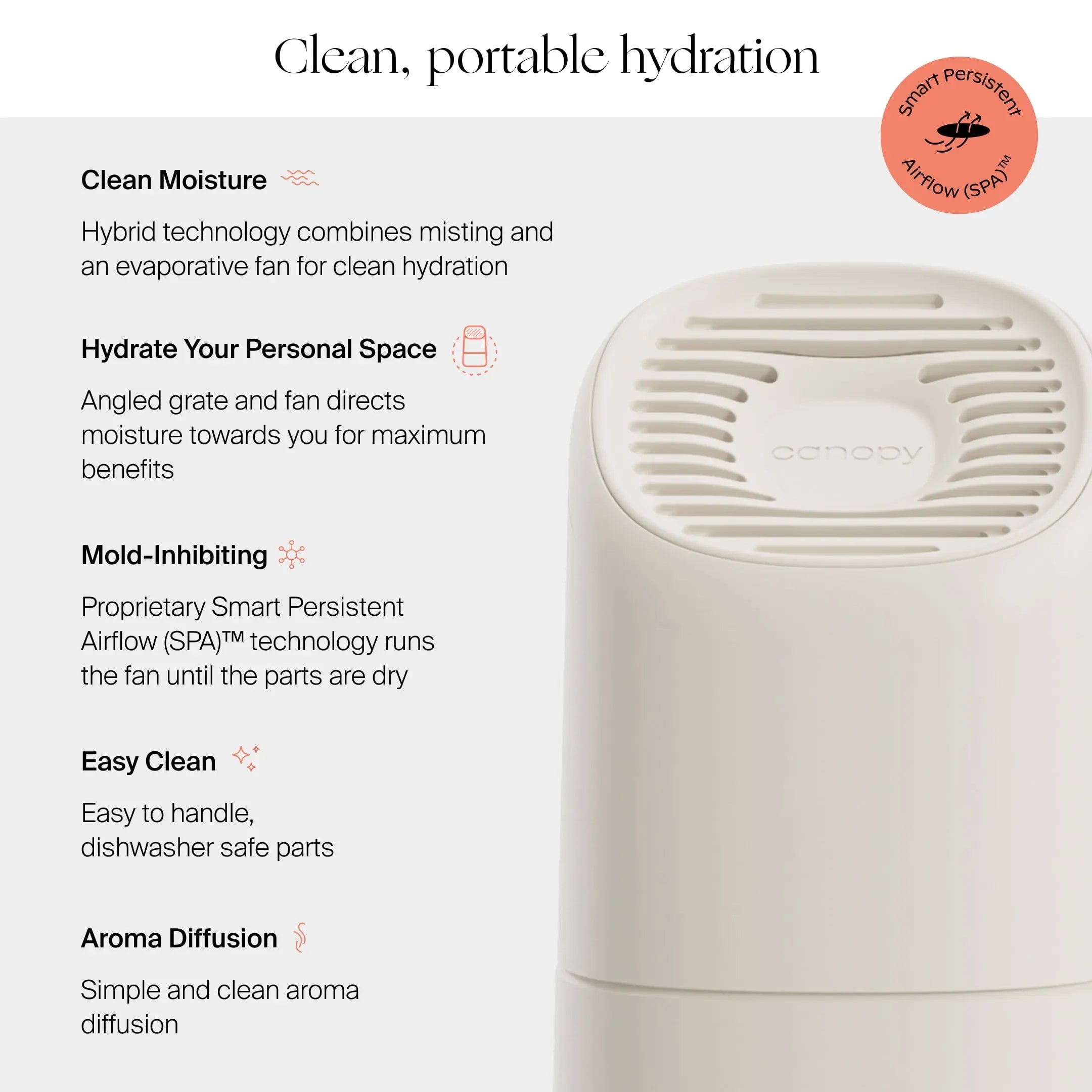 Portable Humidifier for Home & Office - Quiet Ultrasonic Cool Mist Air Moisturizer - Perfect for Bedroom, Nursery, Travel & Dry Climate Relief